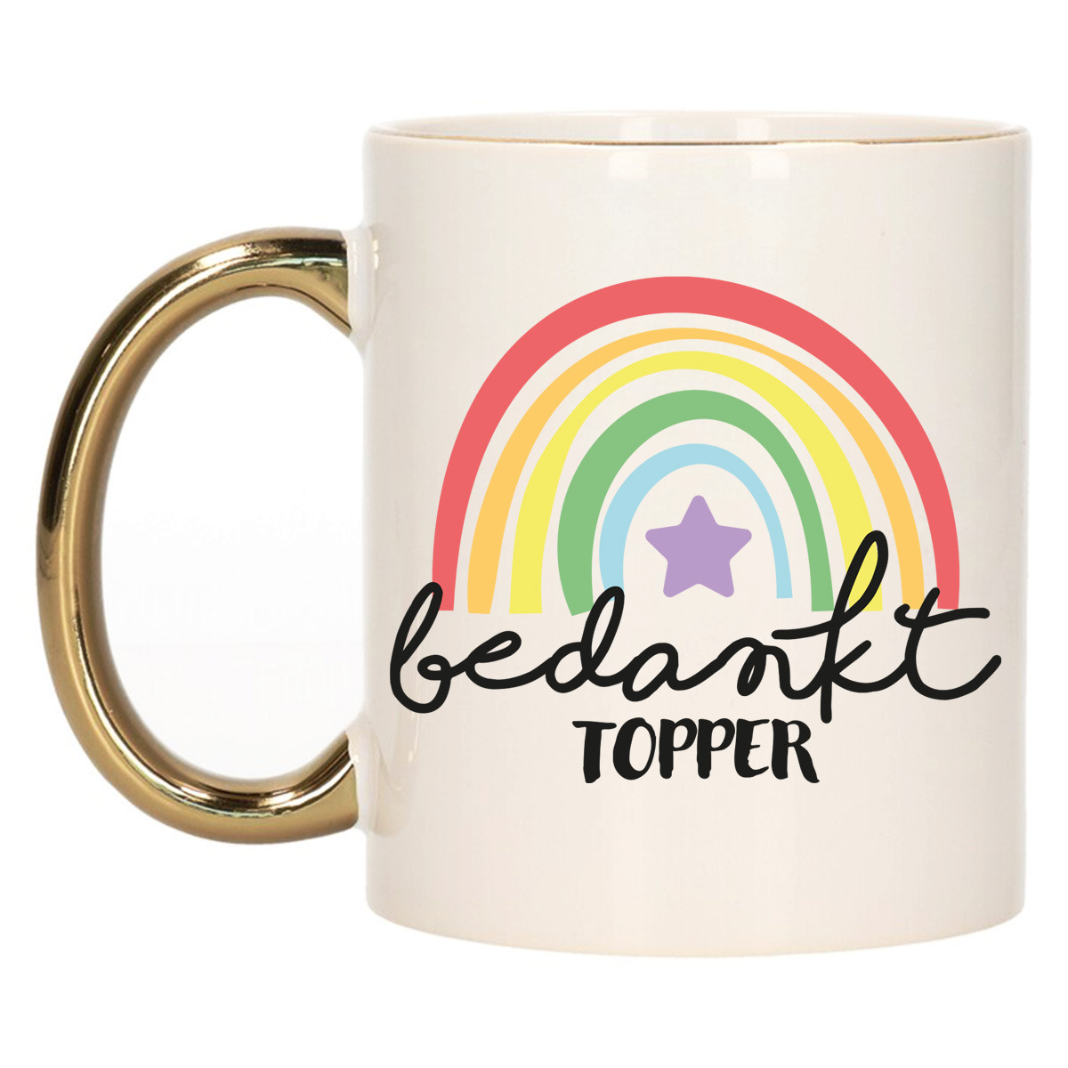 Cadeau mok voor collega - goud - bedankt - afscheid/pensioen - keramiek - 300 ml -
