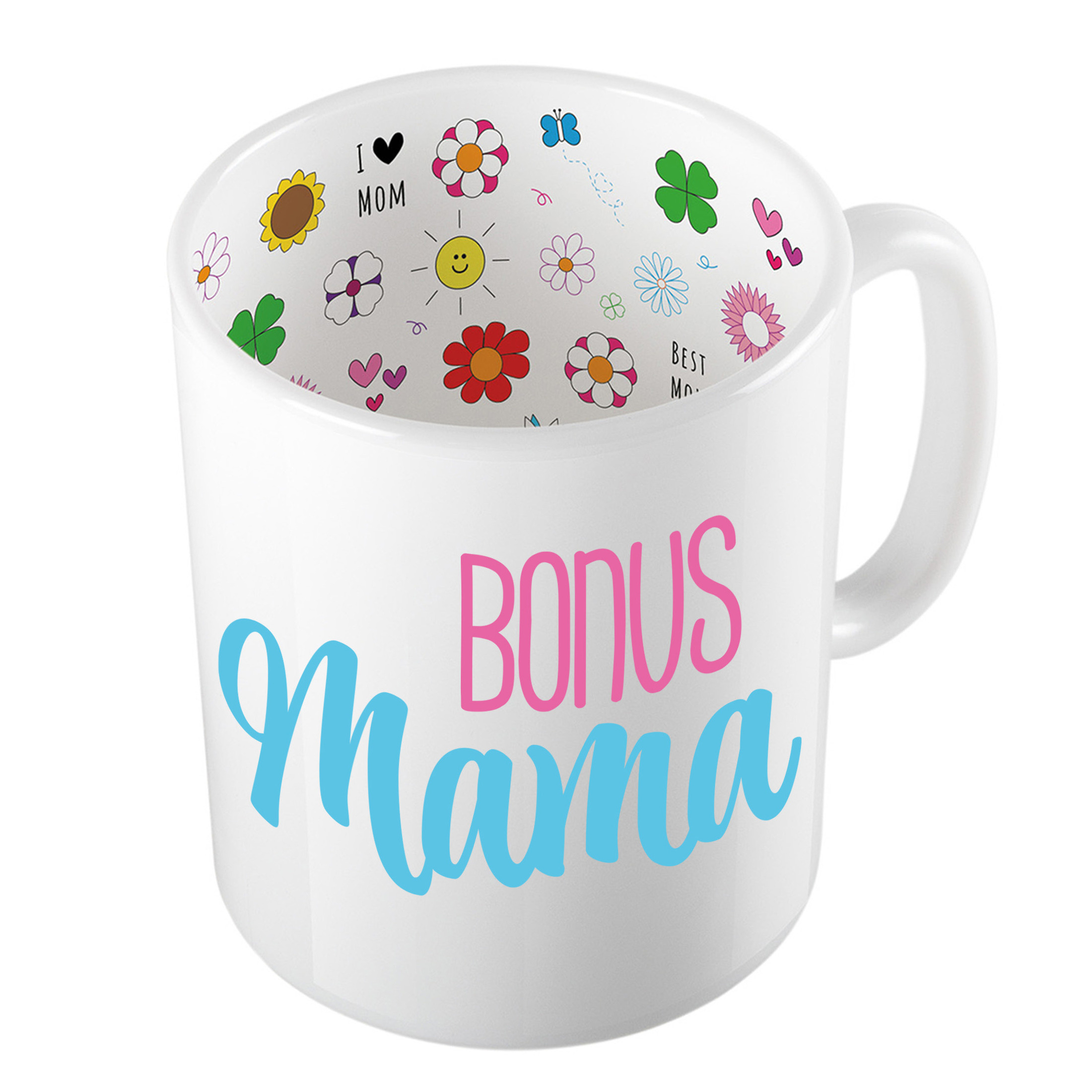 Cadeau koffie/thee mok voor mama - blauw - bonus mama - keramiek - 300 ml - Moederdag -