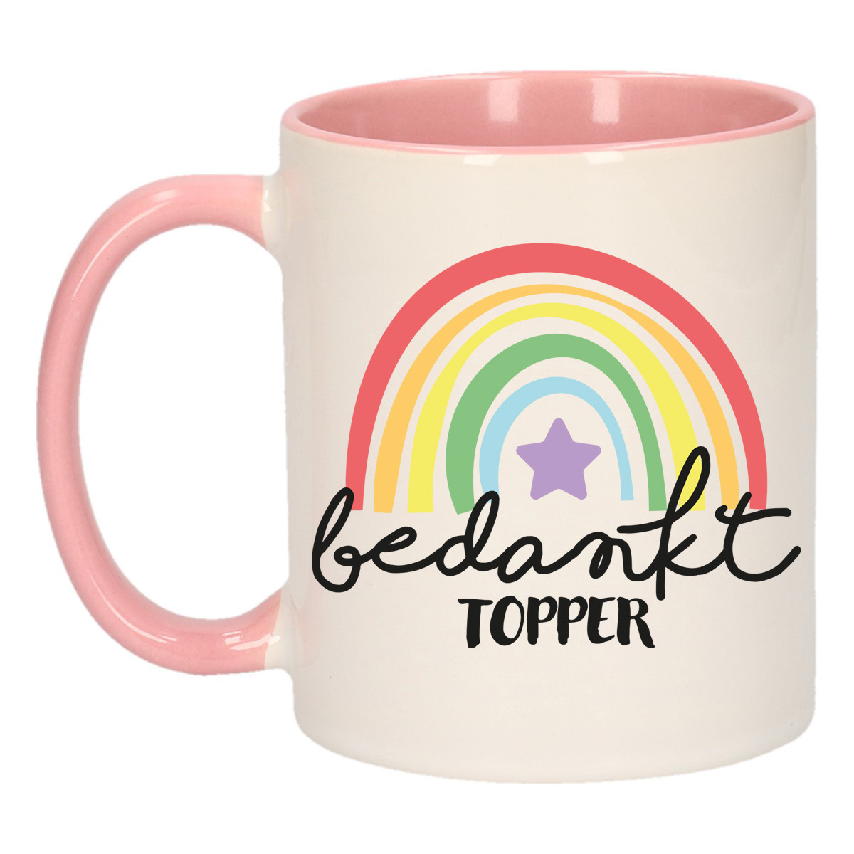 Cadeau mok voor collega - roze - bedankt - afscheid/pensioen - keramiek - 300 ml -
