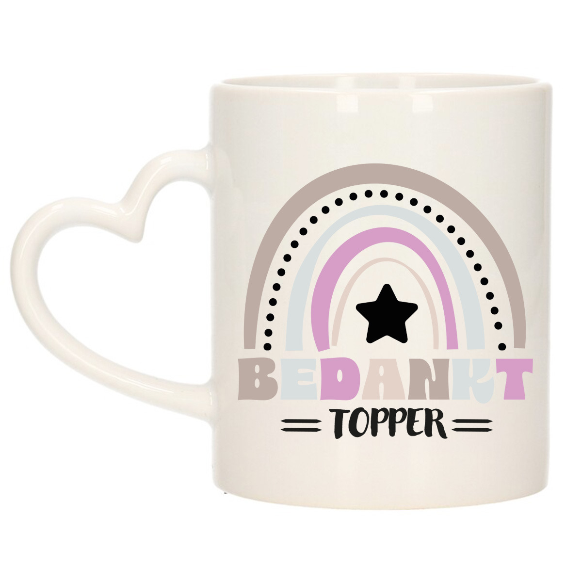 Cadeau mok voor collega - wit hartjes oor - bedankt topper - afscheid/pensioen - keramiek - 300 ml -