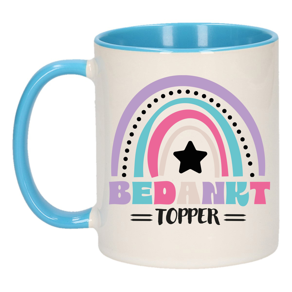 Cadeau mok voor collega - blauw - bedankt topper - afscheid/pensioen - keramiek - 300 ml -