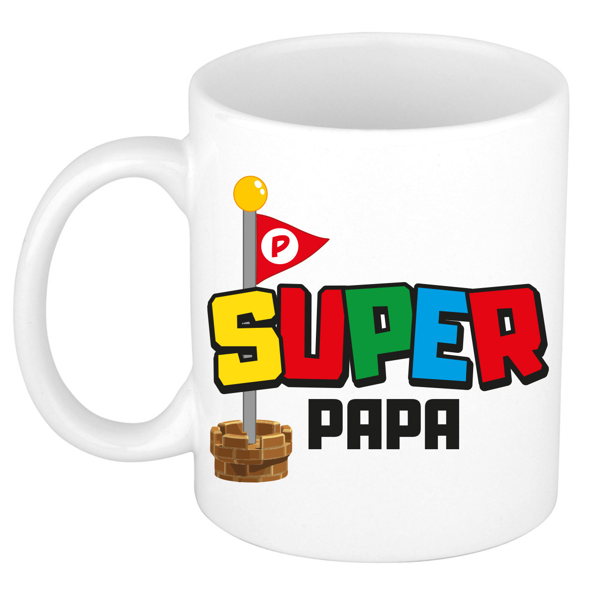 Cadeau koffie/thee mok voor papa - wit - super papa - keramiek - 300 ml - Vaderdag -