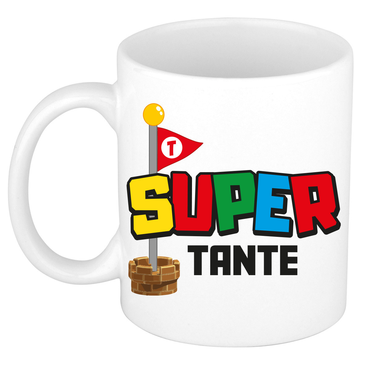 Cadeau koffie/thee mok voor tante - wit - super tante - keramiek - 300 ml -