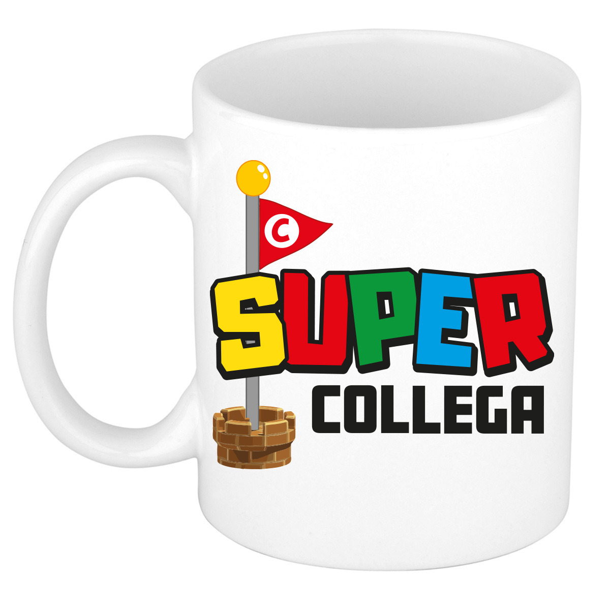 Cadeau koffie/thee mok voor collega - wit - super collega - keramiek - 300 ml -
