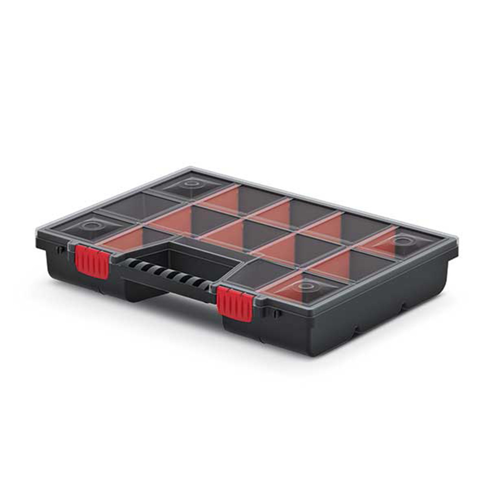 Sorteerbox/vakjes koffer - spijkers/schroeven/kleine spullen - 12-vaks - 39 x 29 x 6.5 cm -