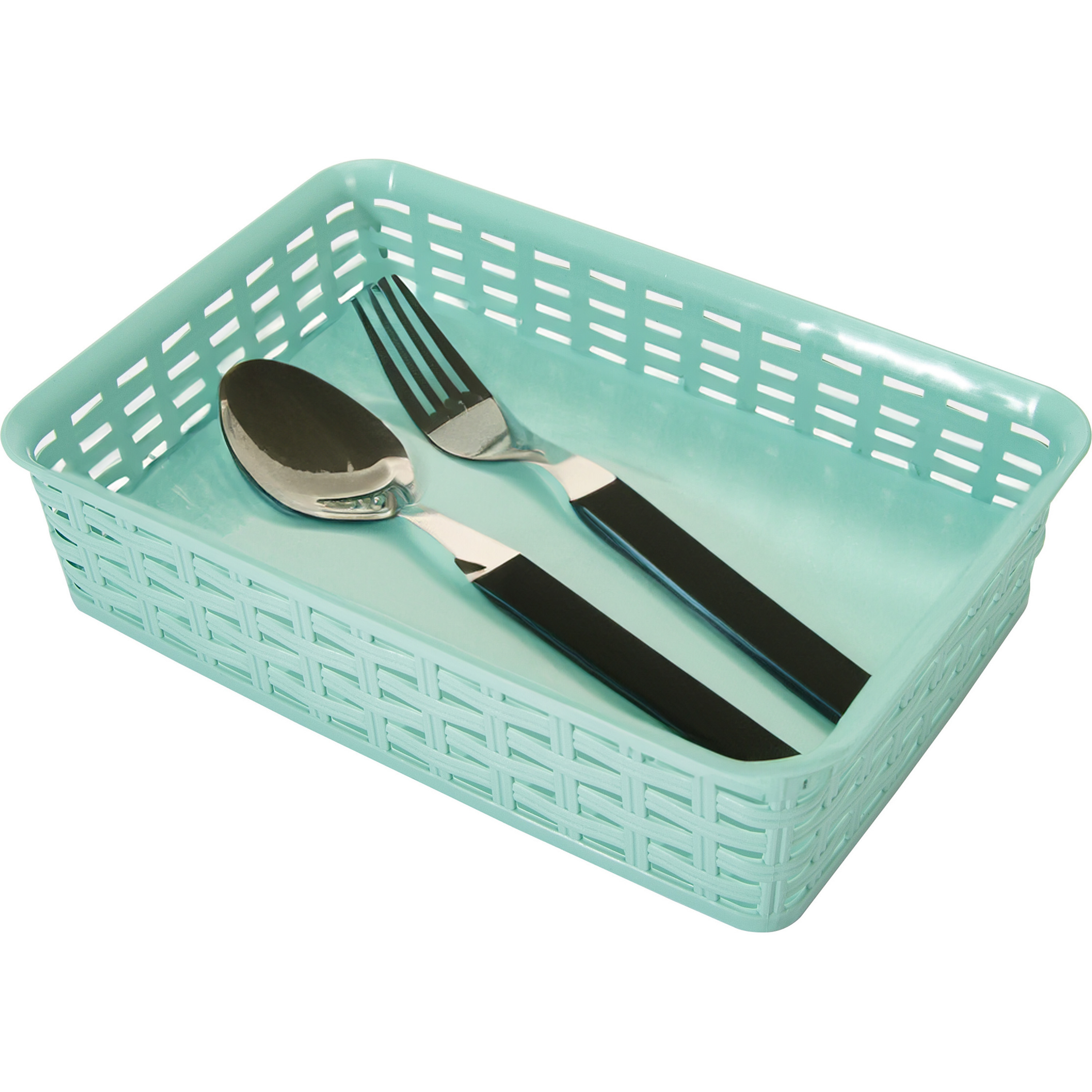 Opbergmandje/ladeverdeler - mintgroen - 2 liter - kunststof - 17 x 25 x 6 cm - kleine bakjes -