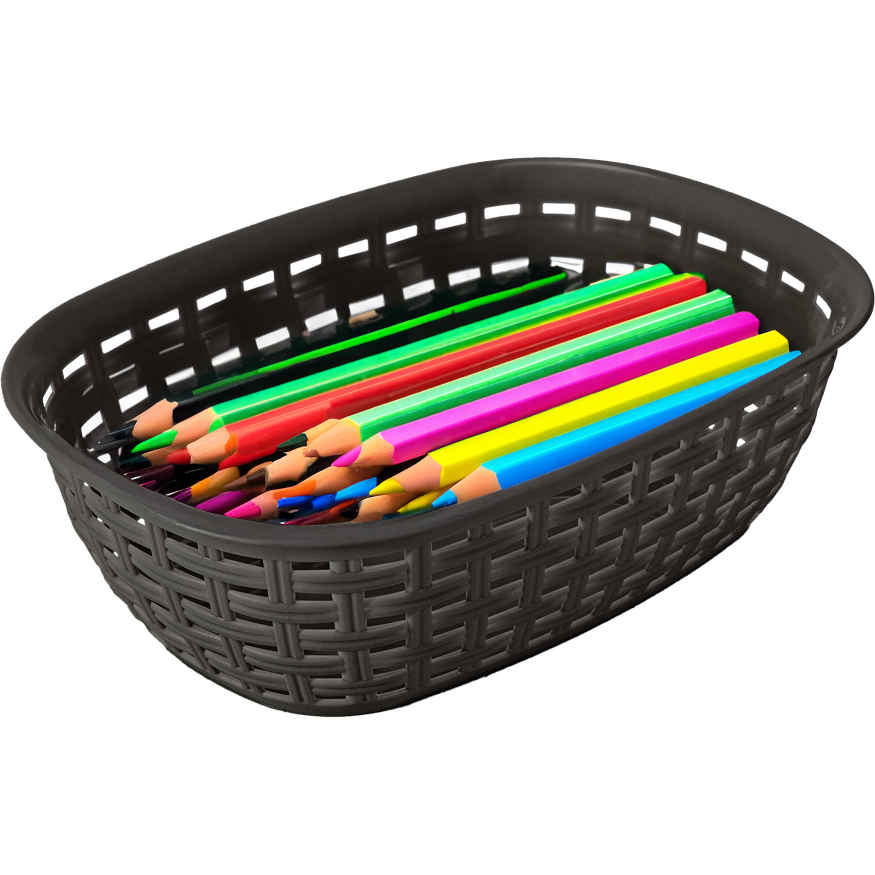 Opbergmandje/kastmandje - antraciet - 3 liter - kunststof - 21 x 30 x 7 cm - kleine bakjes -