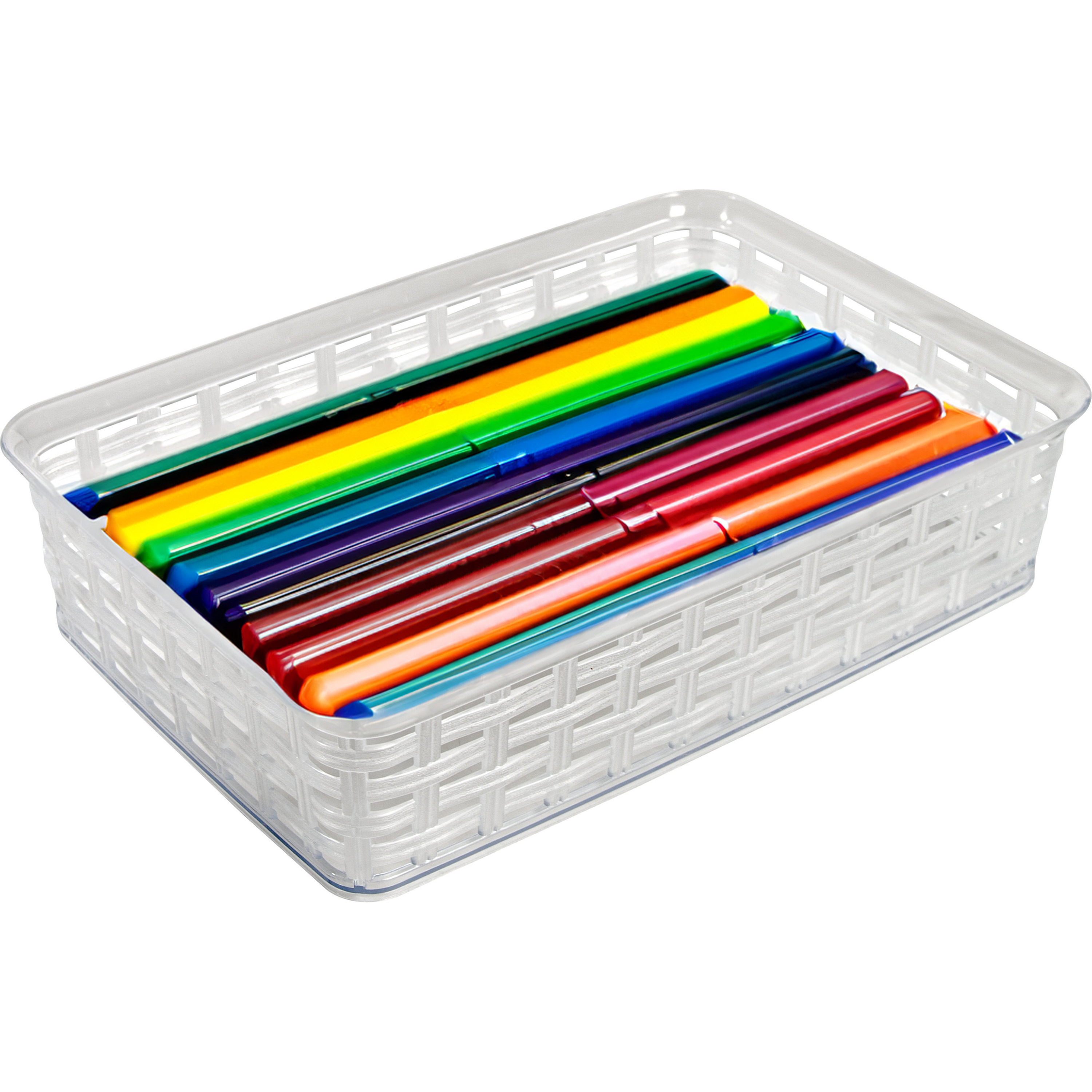 Opbergmandje/ladeverdeler - transparant - 2 liter - kunststof - 17 x 25 x 6 cm - kleine bakjes -
