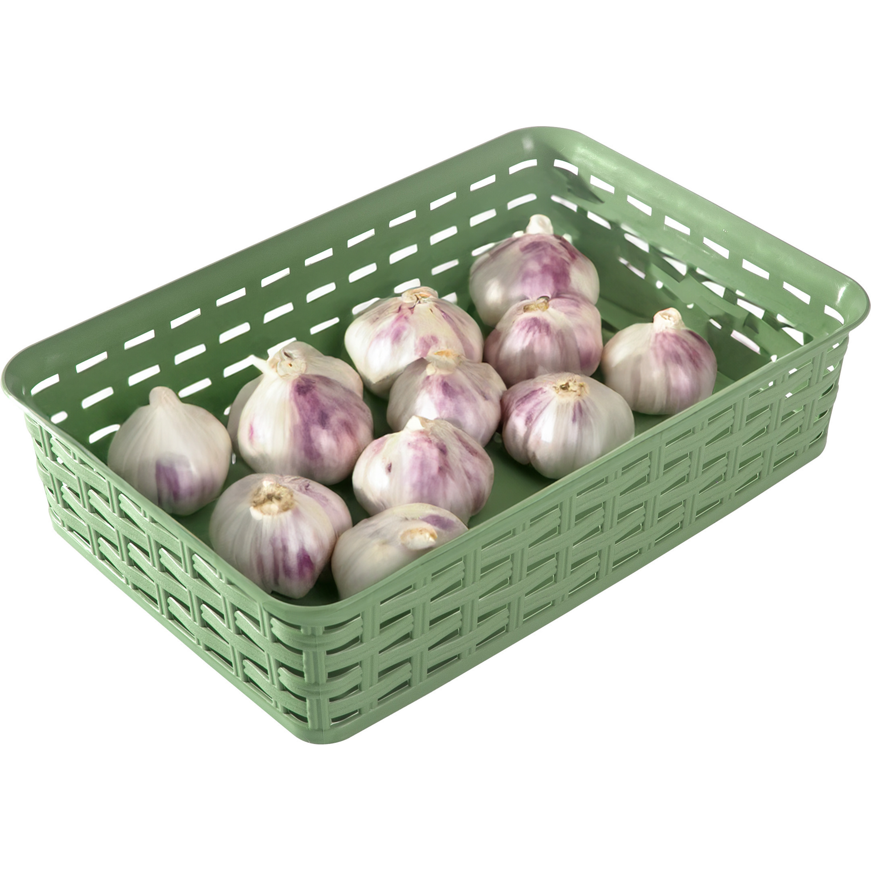 Opbergmandje/ladeverdeler - groen - 2 liter - kunststof - 17 x 25 x 6 cm - kleine bakjes -
