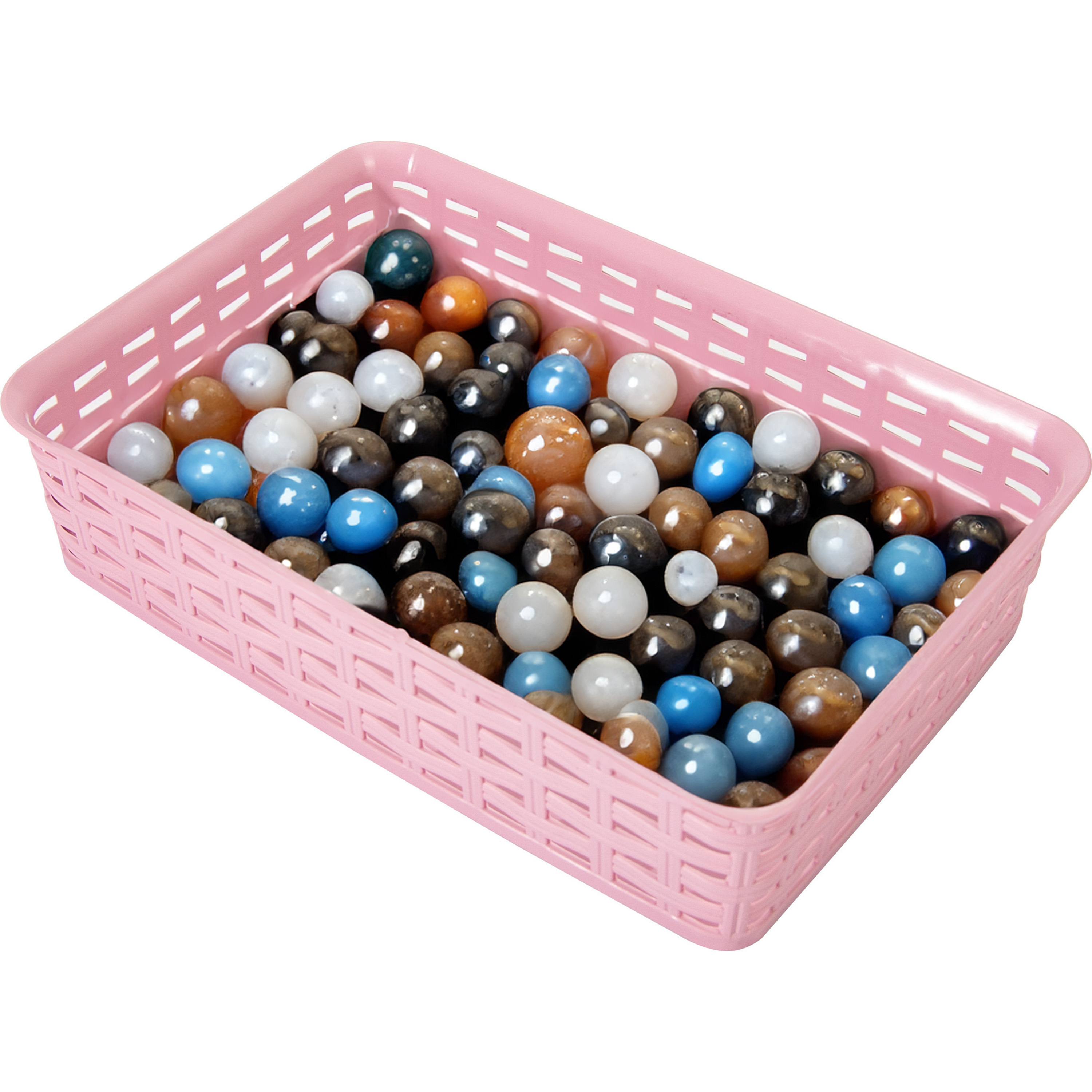 Opbergmandje/ladeverdeler - roze - 2 liter - kunststof - 17 x 25 x 6 cm - kleine bakjes -