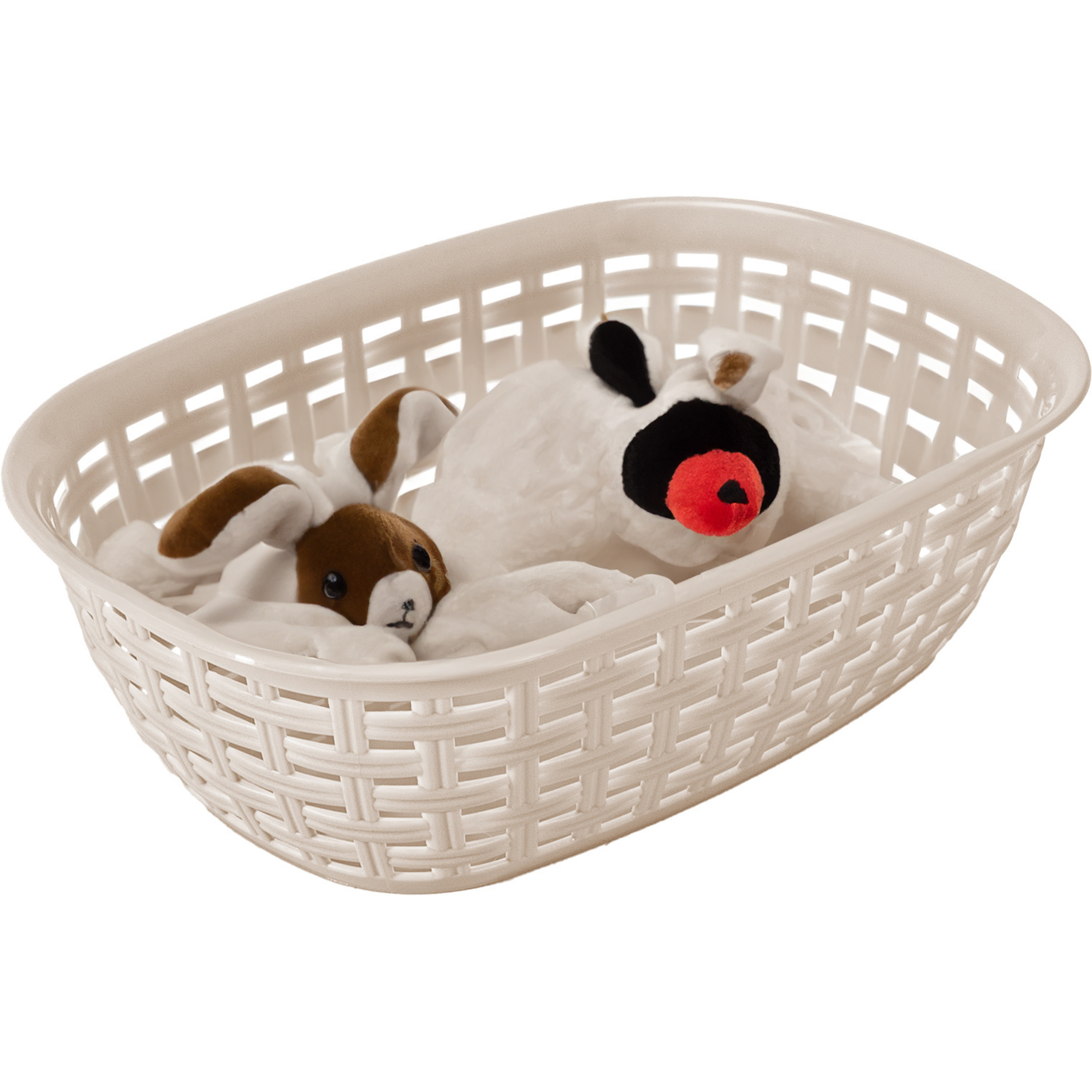 Opbergmandje/kastmandje - beige - 2 liter - kunststof - 18 x 25 x 7 cm - kleine bakjes -