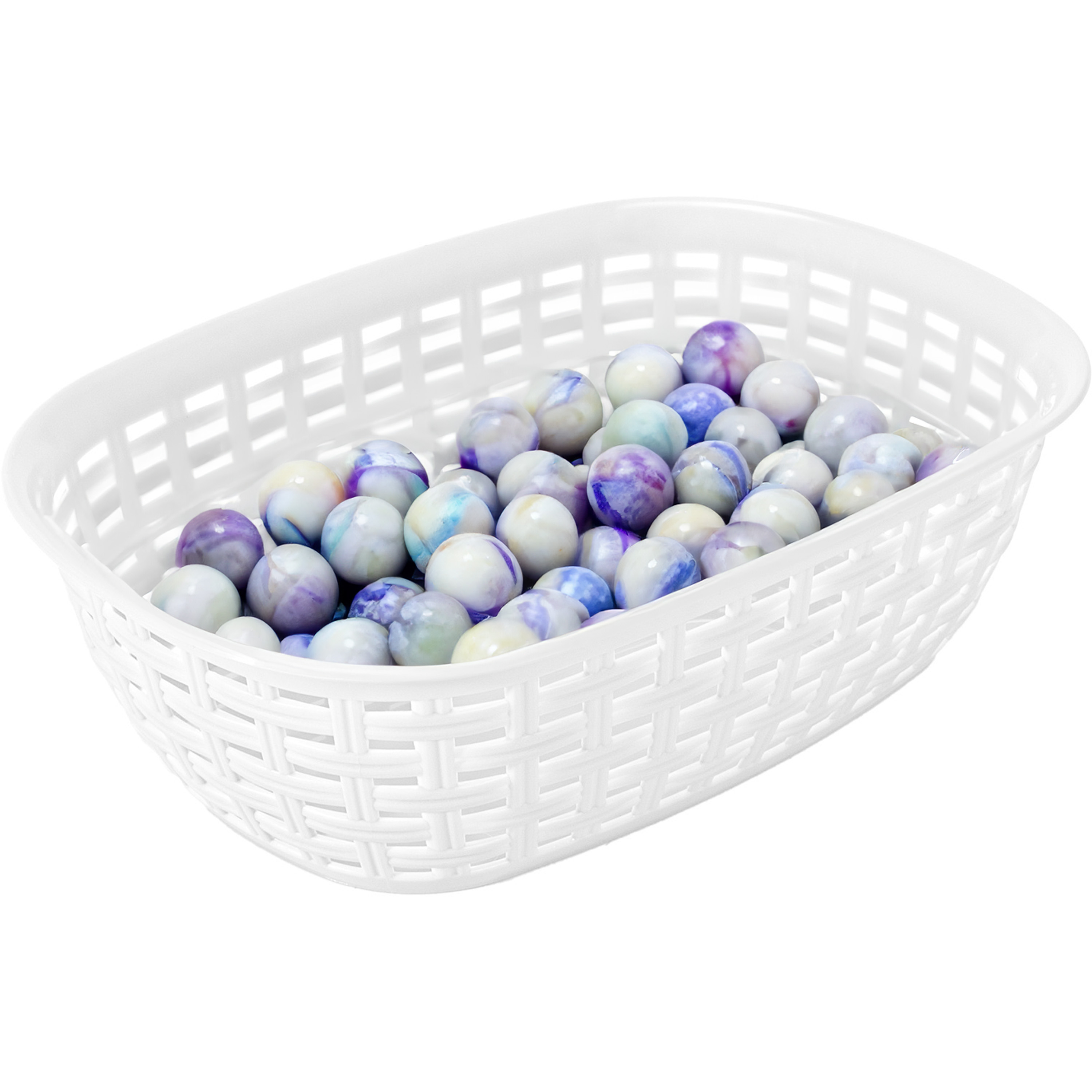 Opbergmandje/kastmandje - wit - 3 liter - kunststof - 21 x 30 x 7 cm - kleine bakjes -