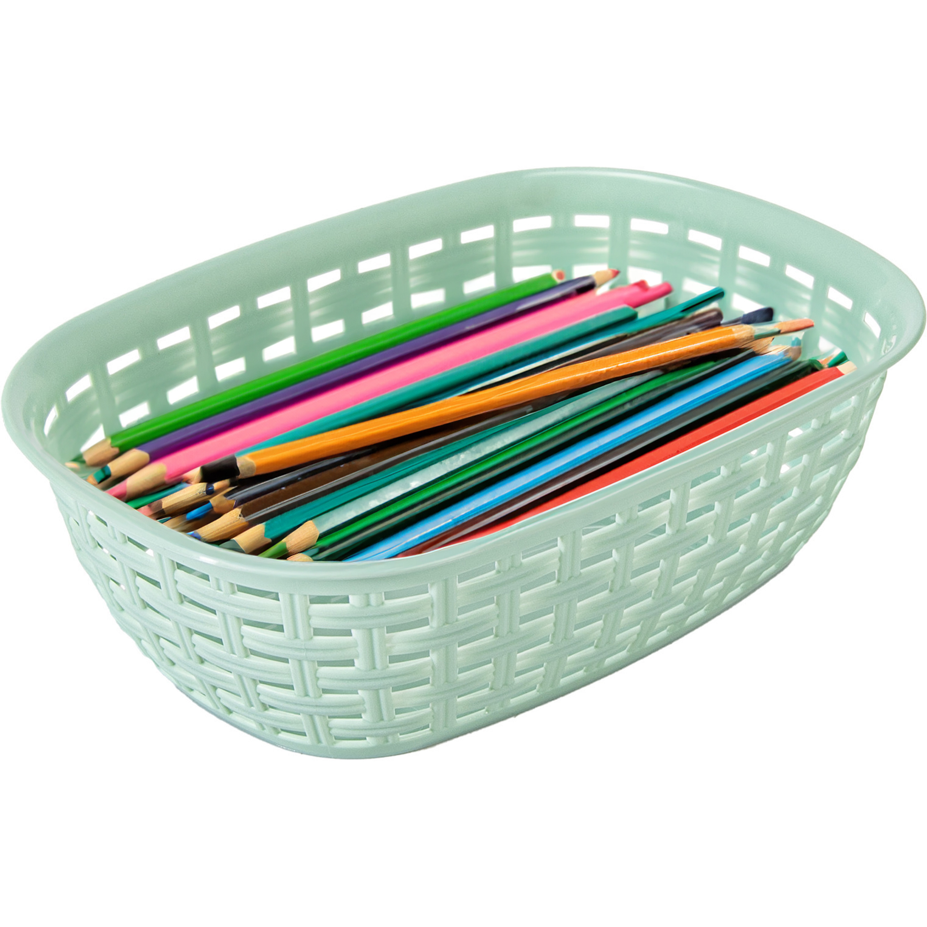 Opbergmandje/kastmandje - mintgroen - 3 liter - kunststof - 21 x 30 x 7 cm - kleine bakjes -