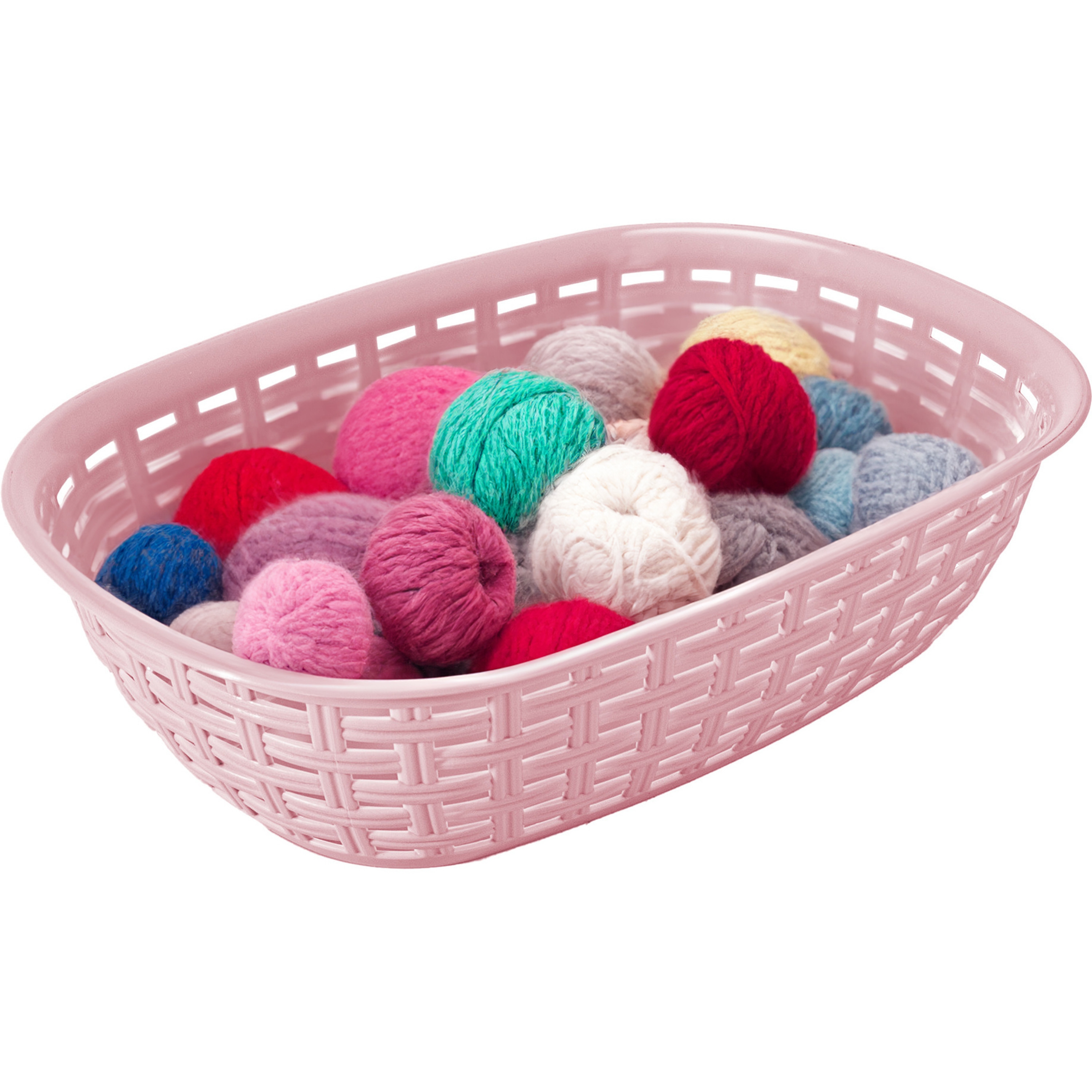 Opbergmandje/kastmandje - roze - 3 liter - kunststof - 21 x 30 x 7 cm - kleine bakjes -
