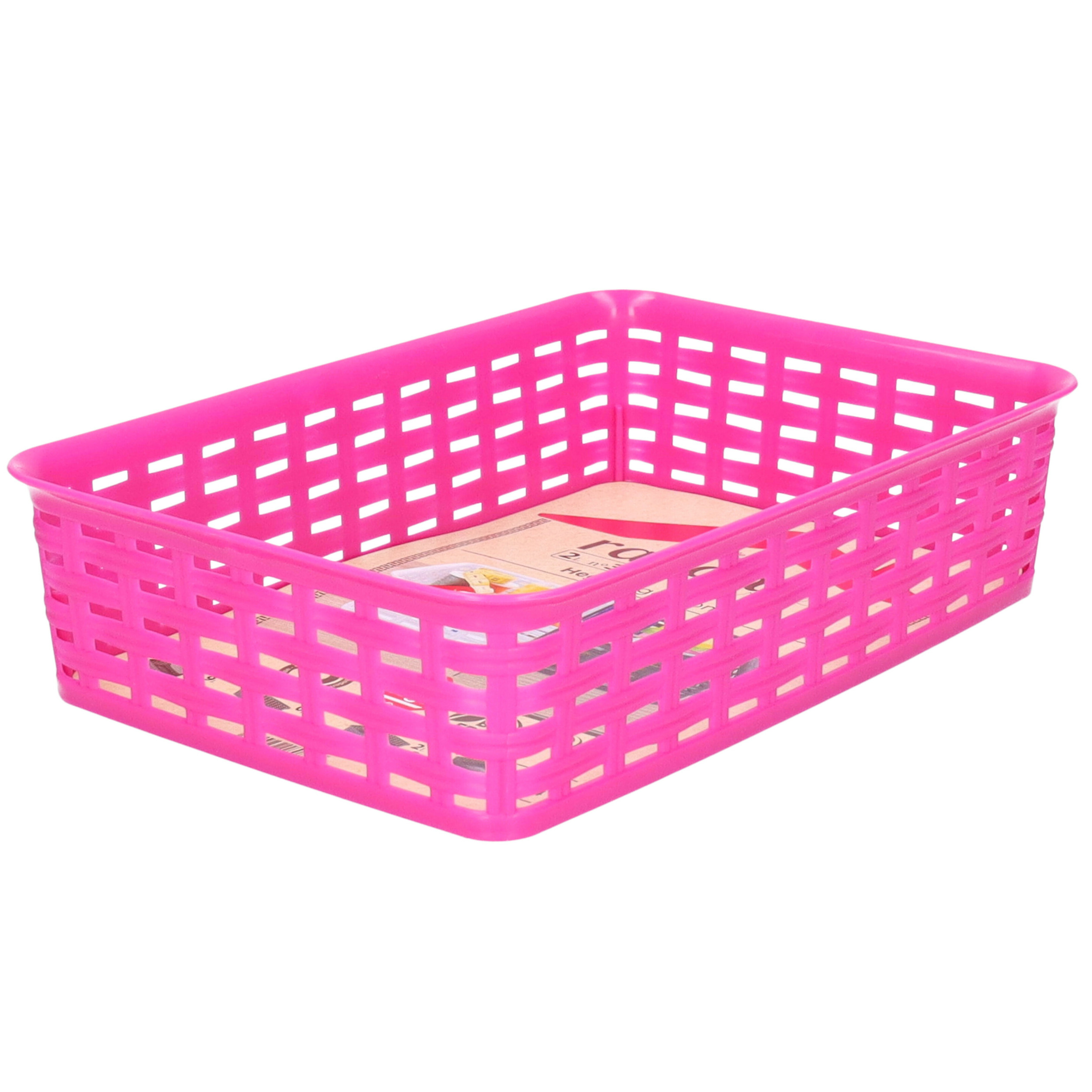 Opbergmandje/ladeverdeler - fuchsia roze - 2 liter - kunststof - 17 x 25 x 6 cm - kleine bakjes -