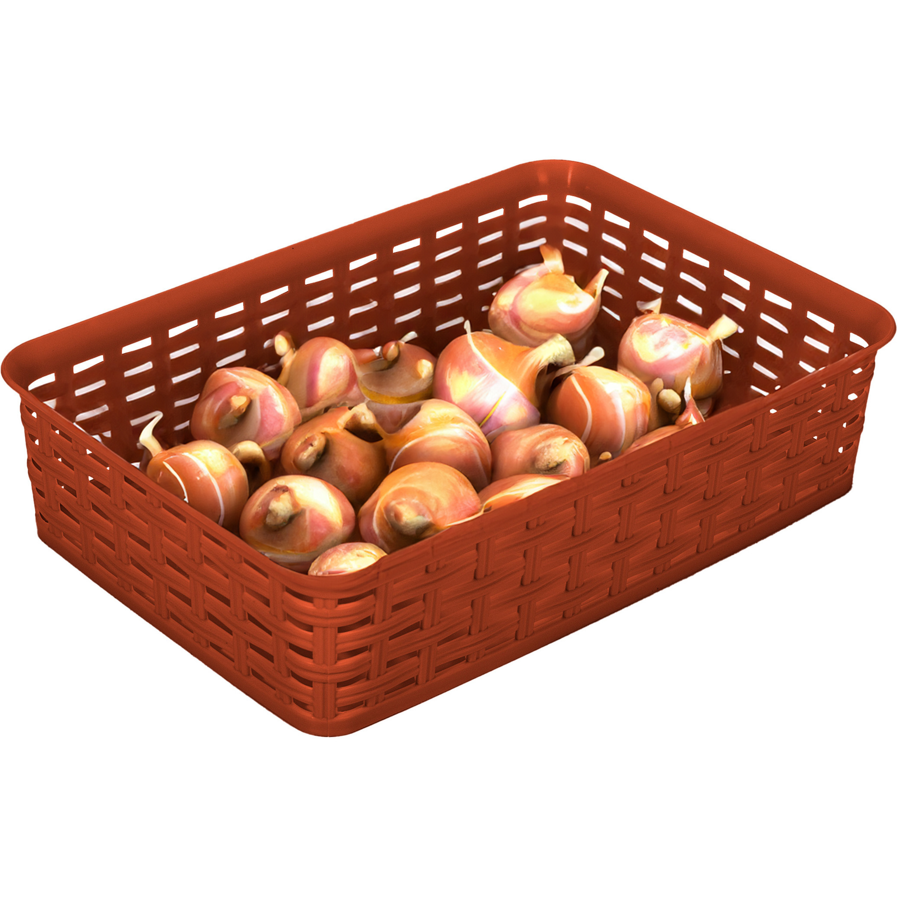 Opbergmandje/ladeverdeler - terra bruin - 2 liter - kunststof - 17 x 25 x 6 cm - kleine bakjes -