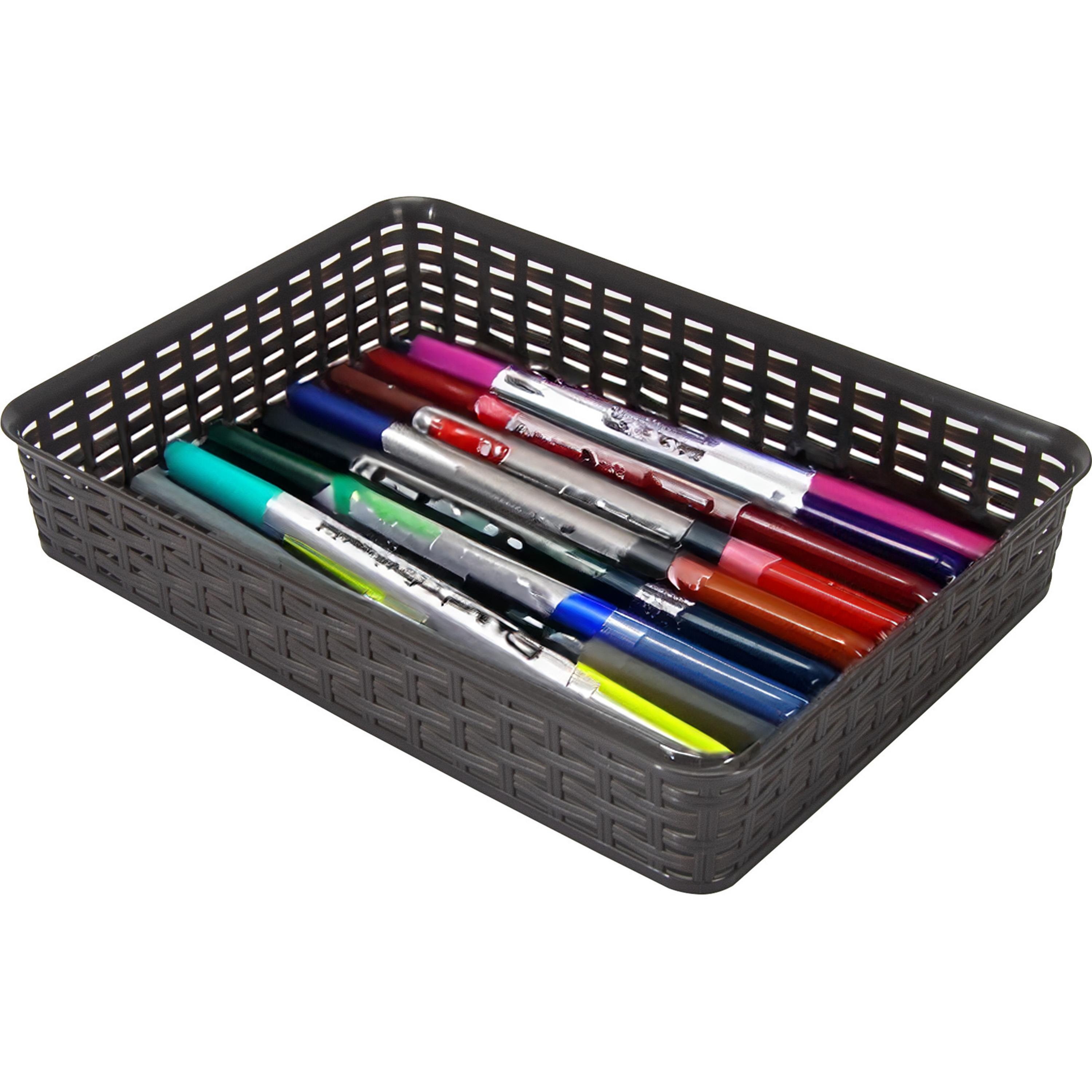 Opbergmandje/kastmandje - donkerbruin - 4.5 liter - kunststof - 26 x 35 x 6 cm - ladeverdelers -