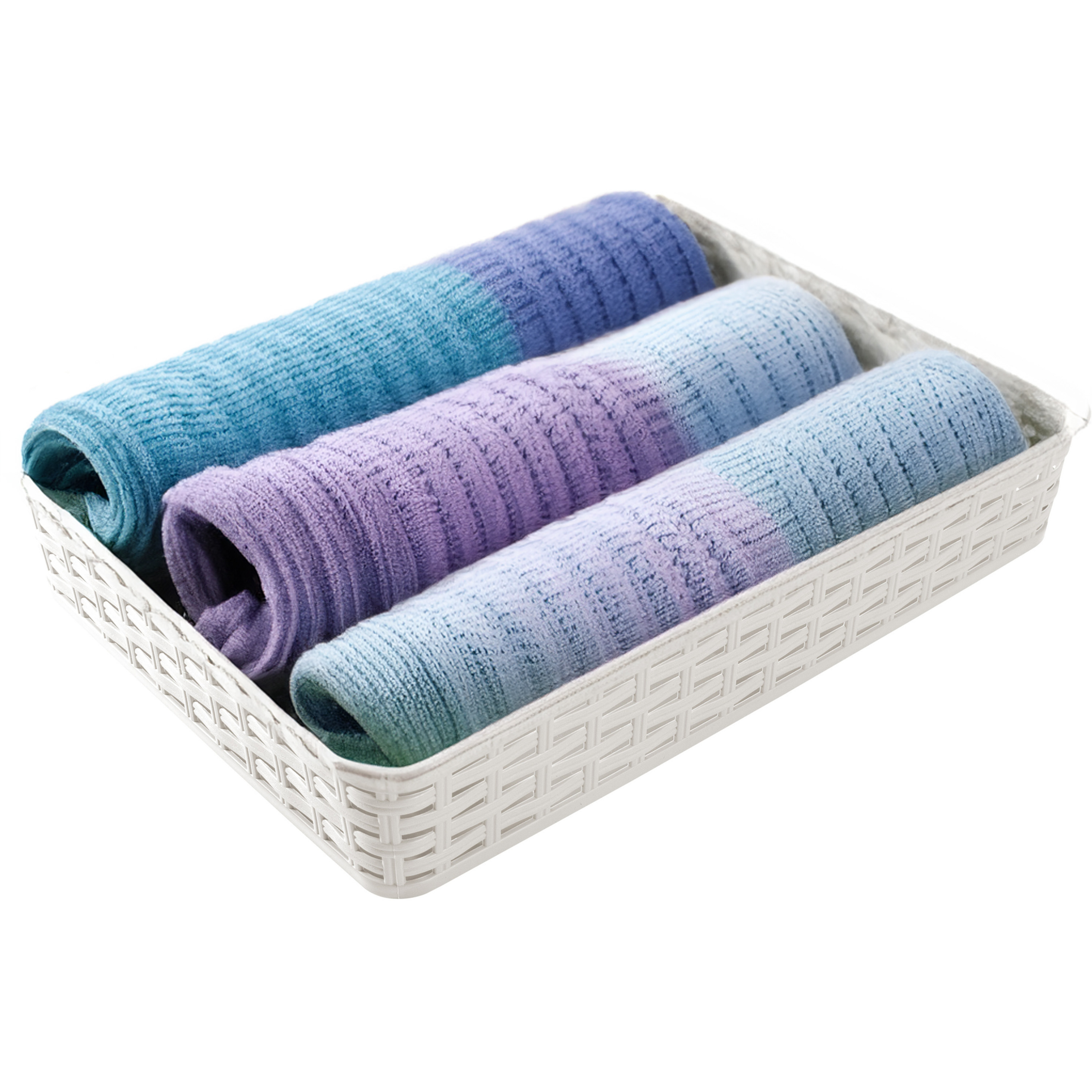 Opbergmandje/kastmandje - ivoor wit - 4.5 liter - kunststof - 26 x 35 x 6 cm - ladeverdelers -