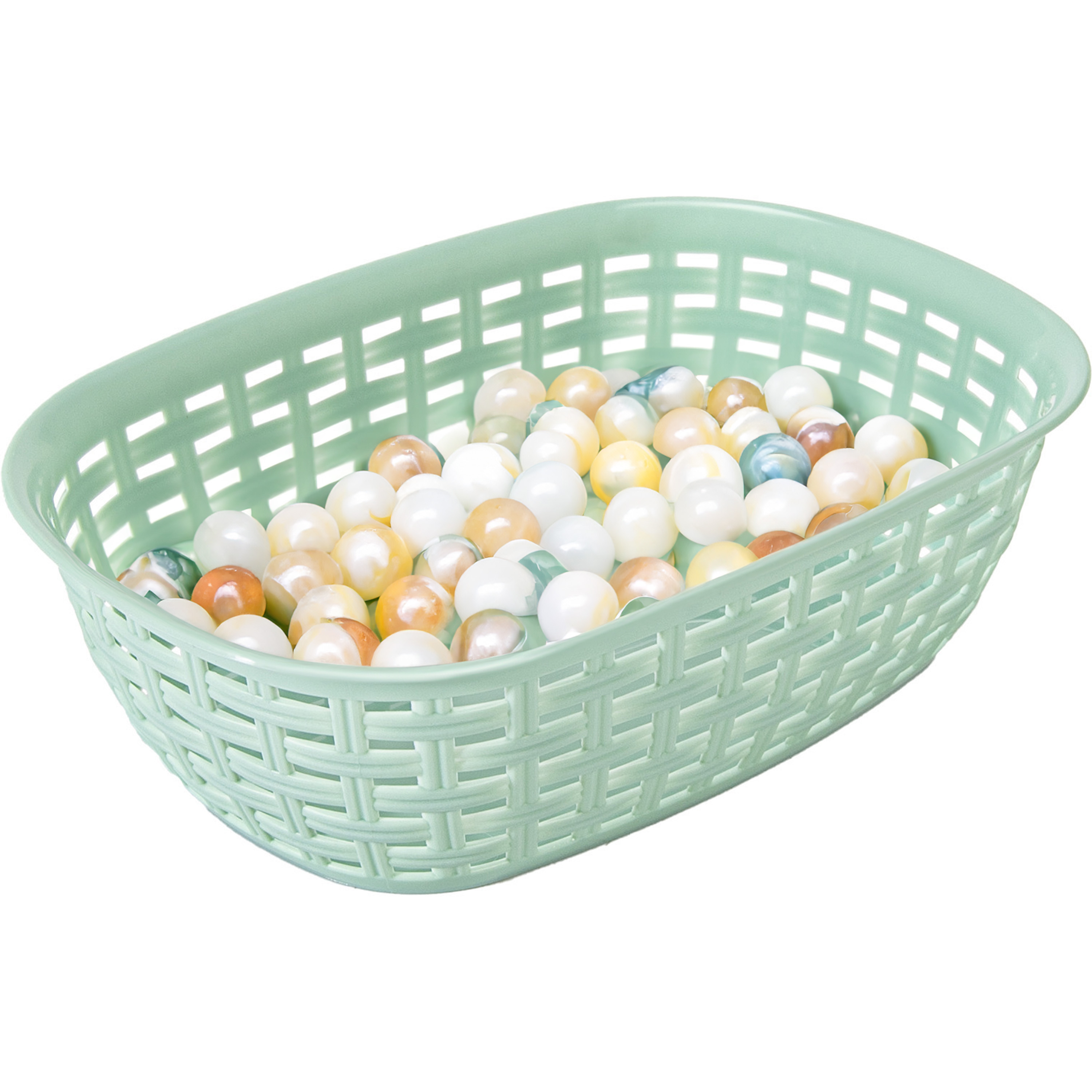 Opbergmandje/kastmandje - mintgroen - 2 liter - kunststof - 18 x 25 x 7 cm - kleine bakjes -