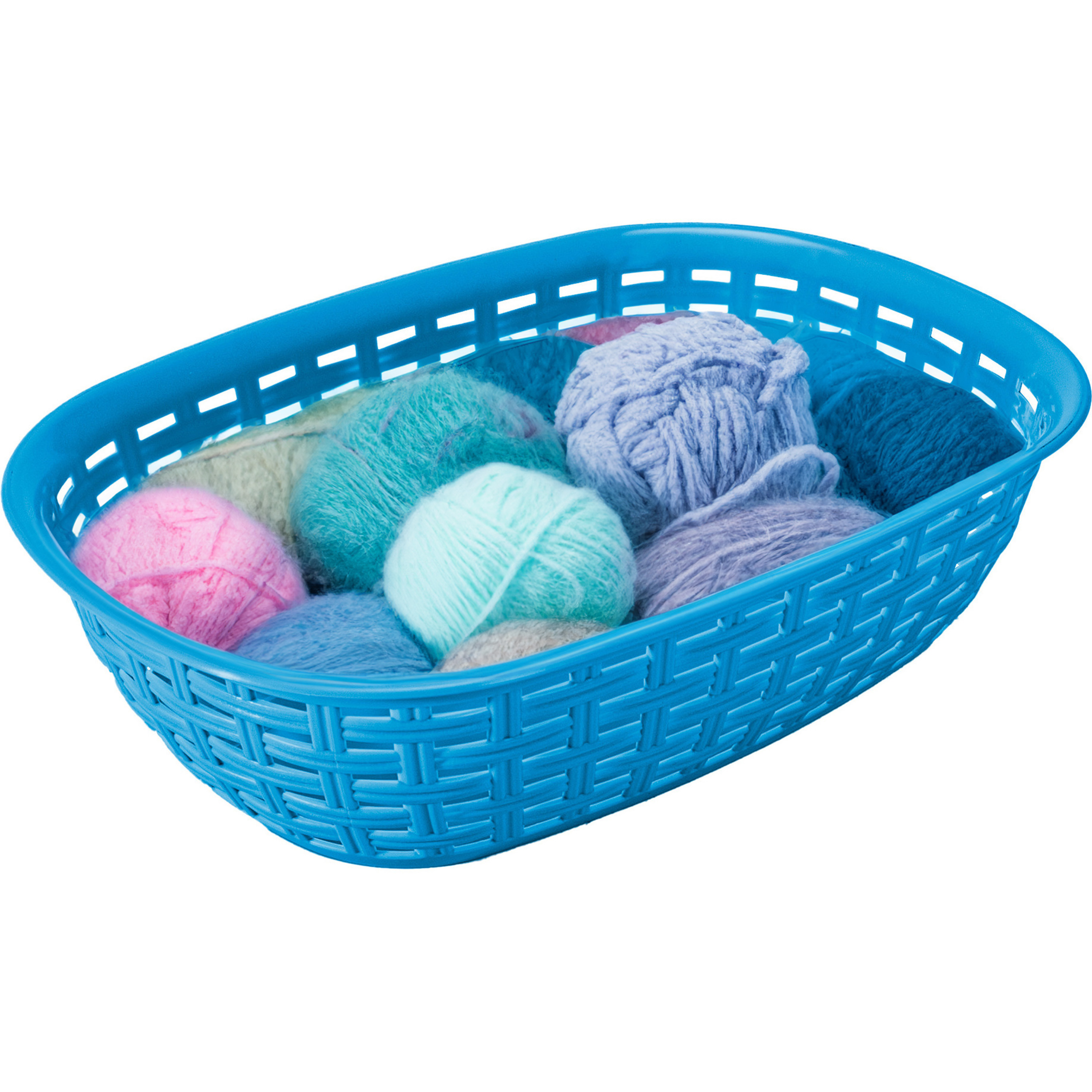 Opbergmandje/kastmandje - blauw - 3 liter - kunststof - 21 x 30 x 7 cm - kleine bakjes -