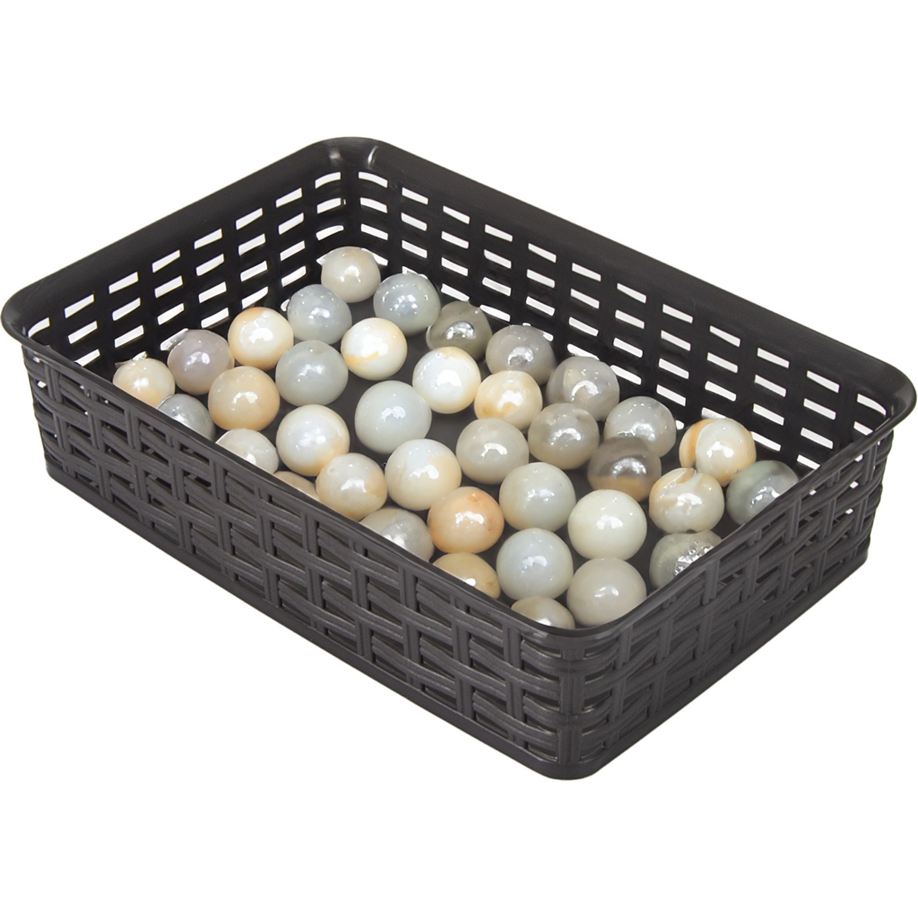 Opbergmandje/ladeverdeler - donkerbruin - 2 liter - kunststof - 17 x 25 x 6 cm - kleine bakjes -