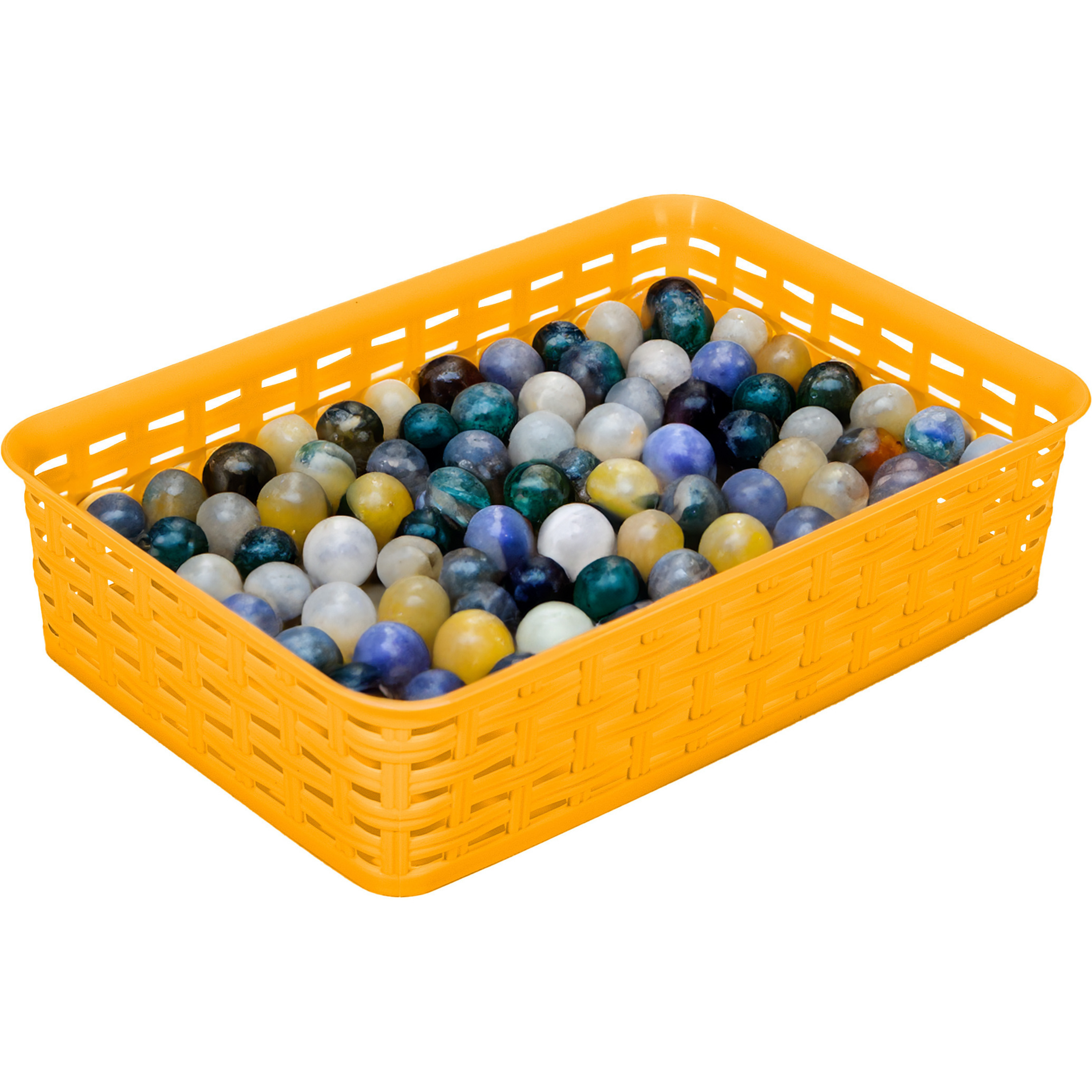 Opbergmandje/ladeverdeler - geel - 2 liter - kunststof - 17 x 25 x 6 cm - kleine bakjes -