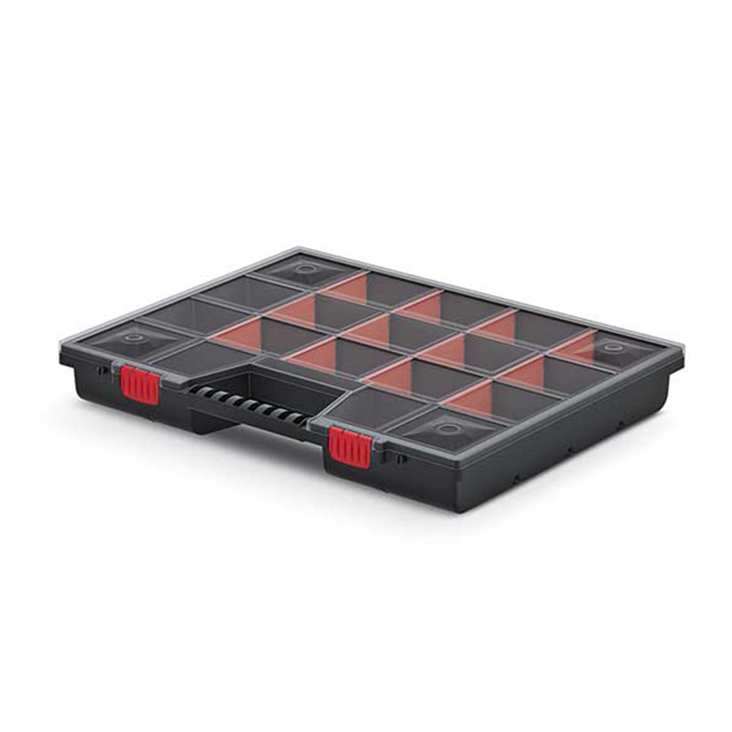Sorteerbox/vakjes koffer - spijkers/schroeven/kleine spullen - 17-vaks - 49 x 39 x 6.5 cm -
