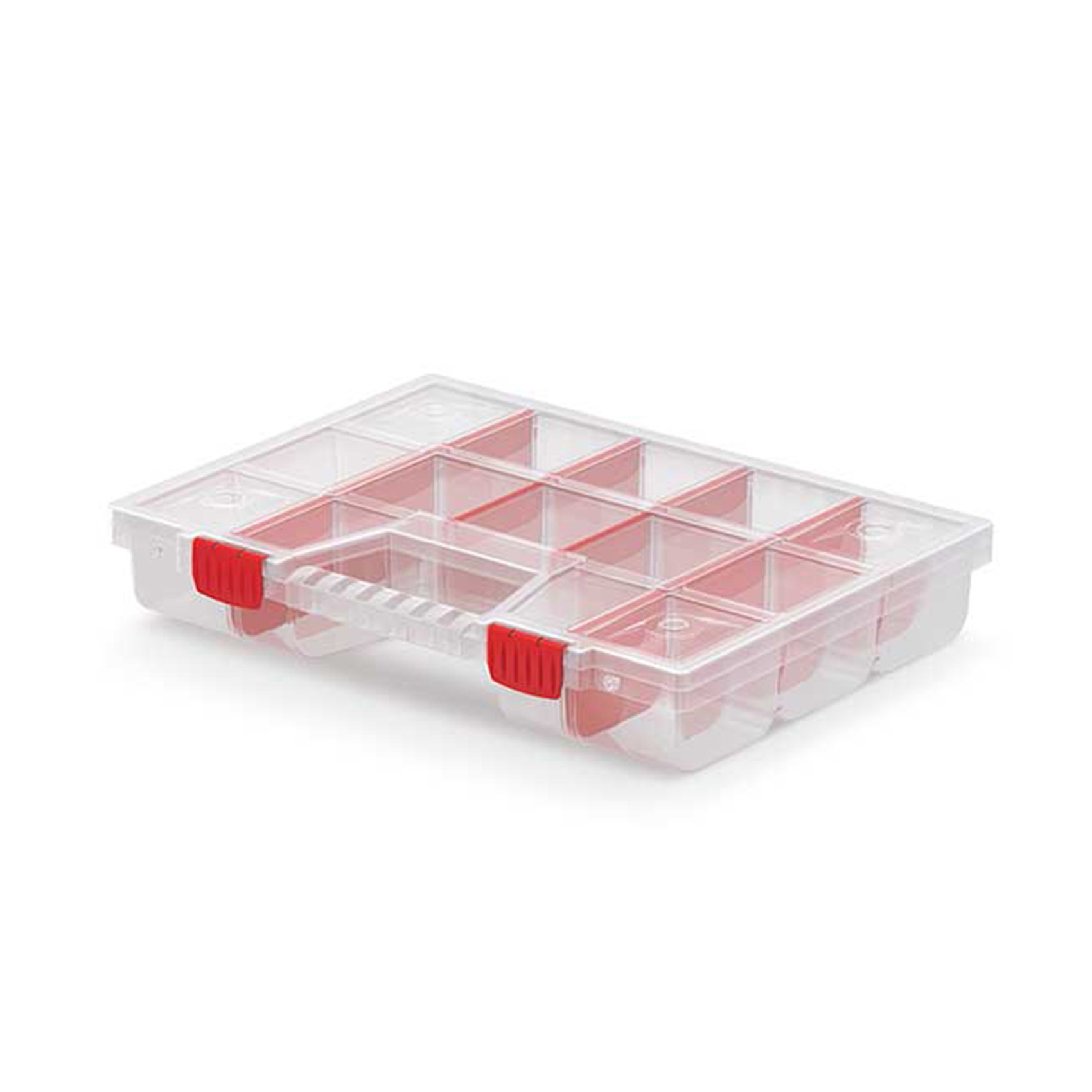 Sorteerbox/vakjes koffer - spijkers/schroeven/kleine spullen - 12-vaks - 39 x 29 x 6.5 cm -