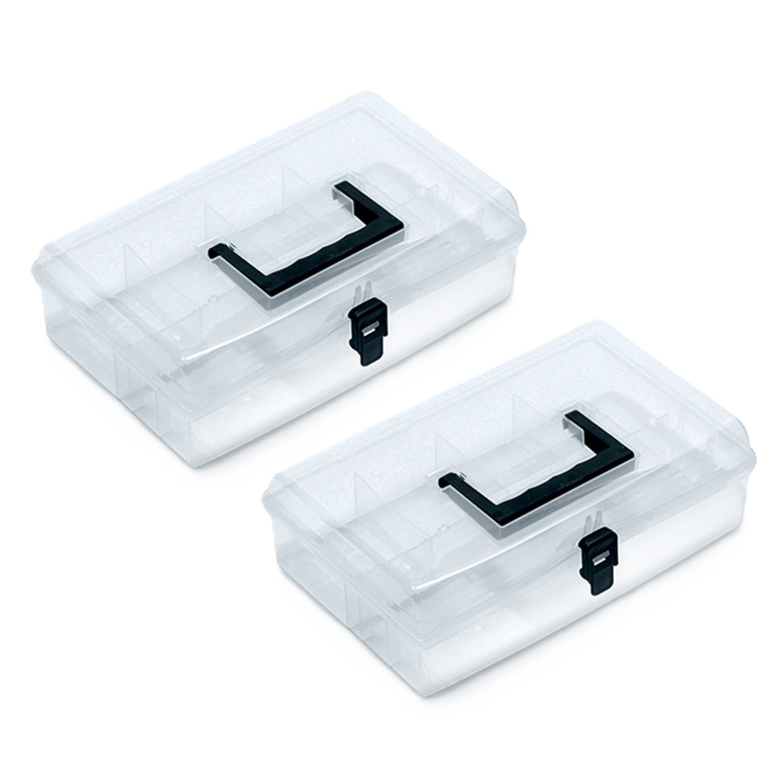 Sorteerbox/vakjes koffer - 2x - spijkers/schroeven/kleine spullen - 5 vaks - 29 x 20 x 8.5 cm -