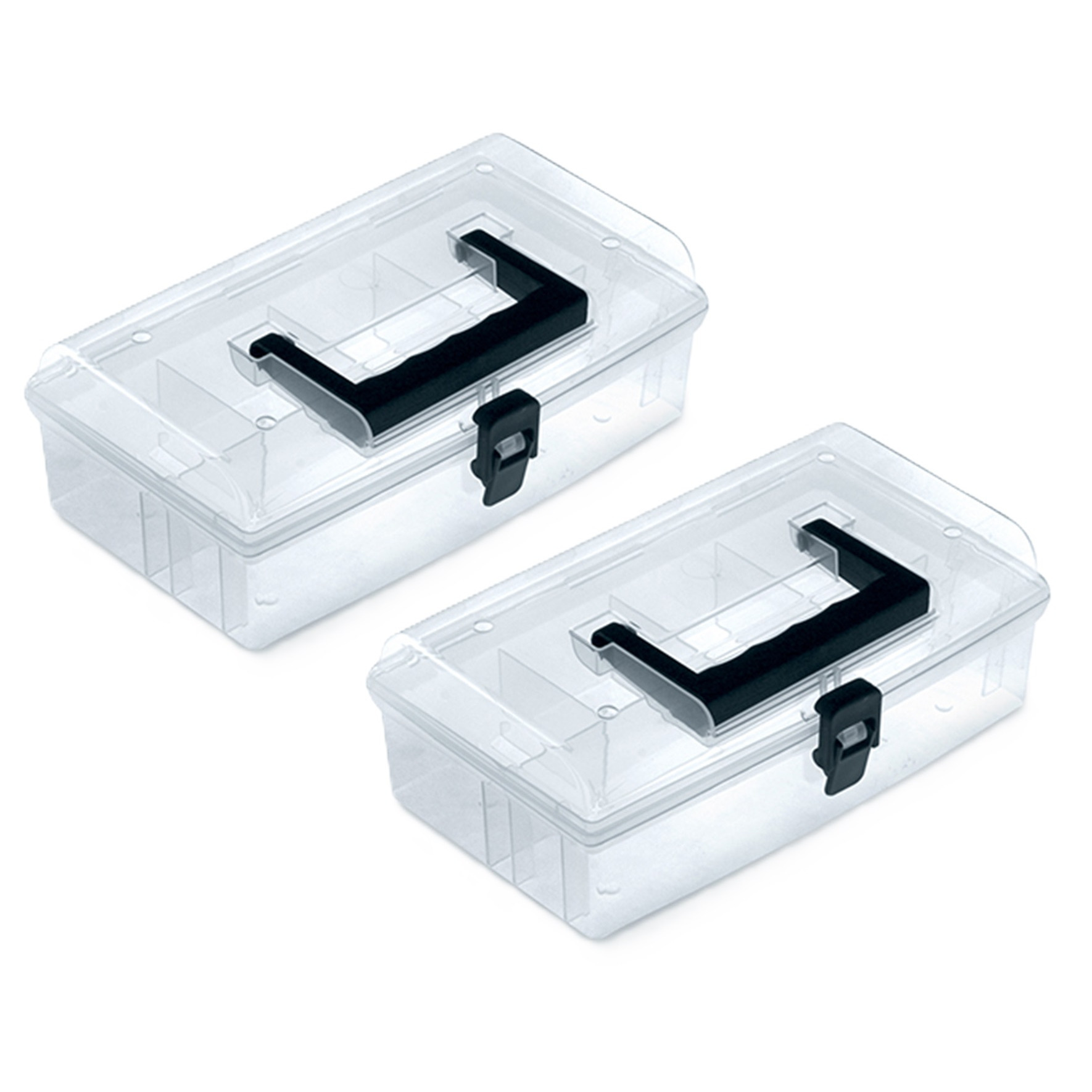 Sorteerbox/vakjes koffer - 2x - spijkers/schroeven/kleine spullen - 5 vaks - 24 x 15 x 8.5 cm -