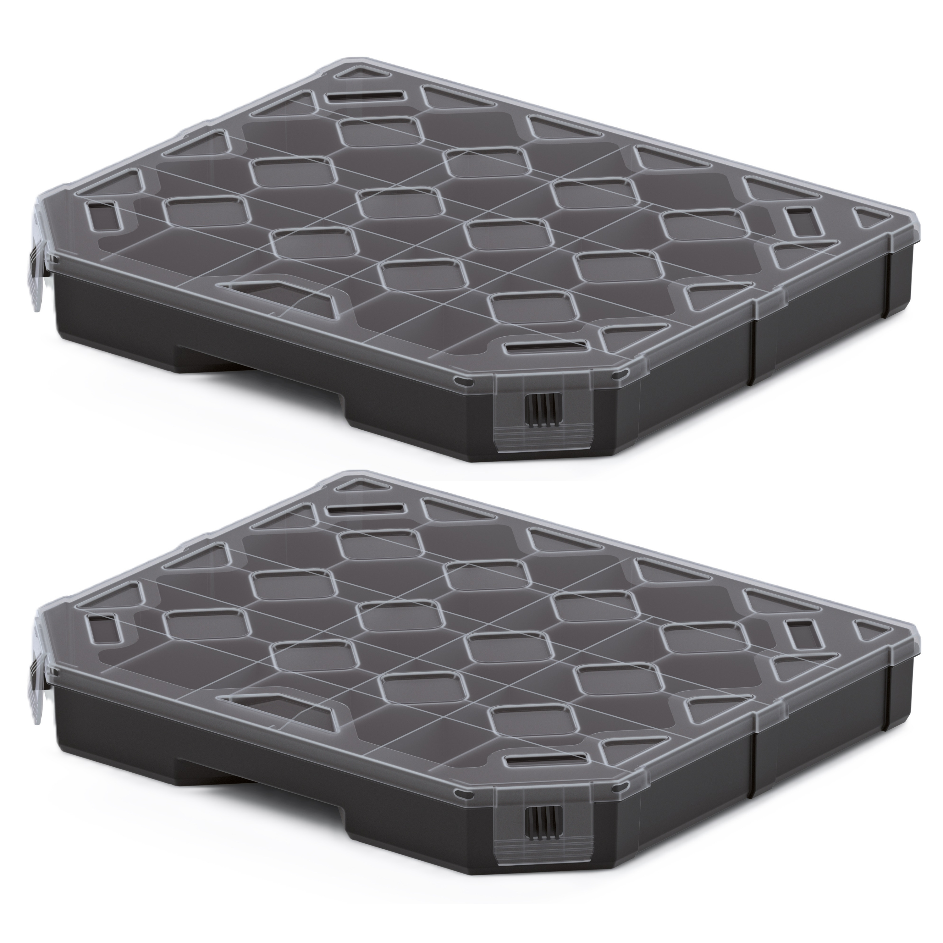 Sorteerbox/vakjes koffer - 2x - spijkers/schroeven/kleine spullen - 14 vaks - 28 x 24 x 4 cm -