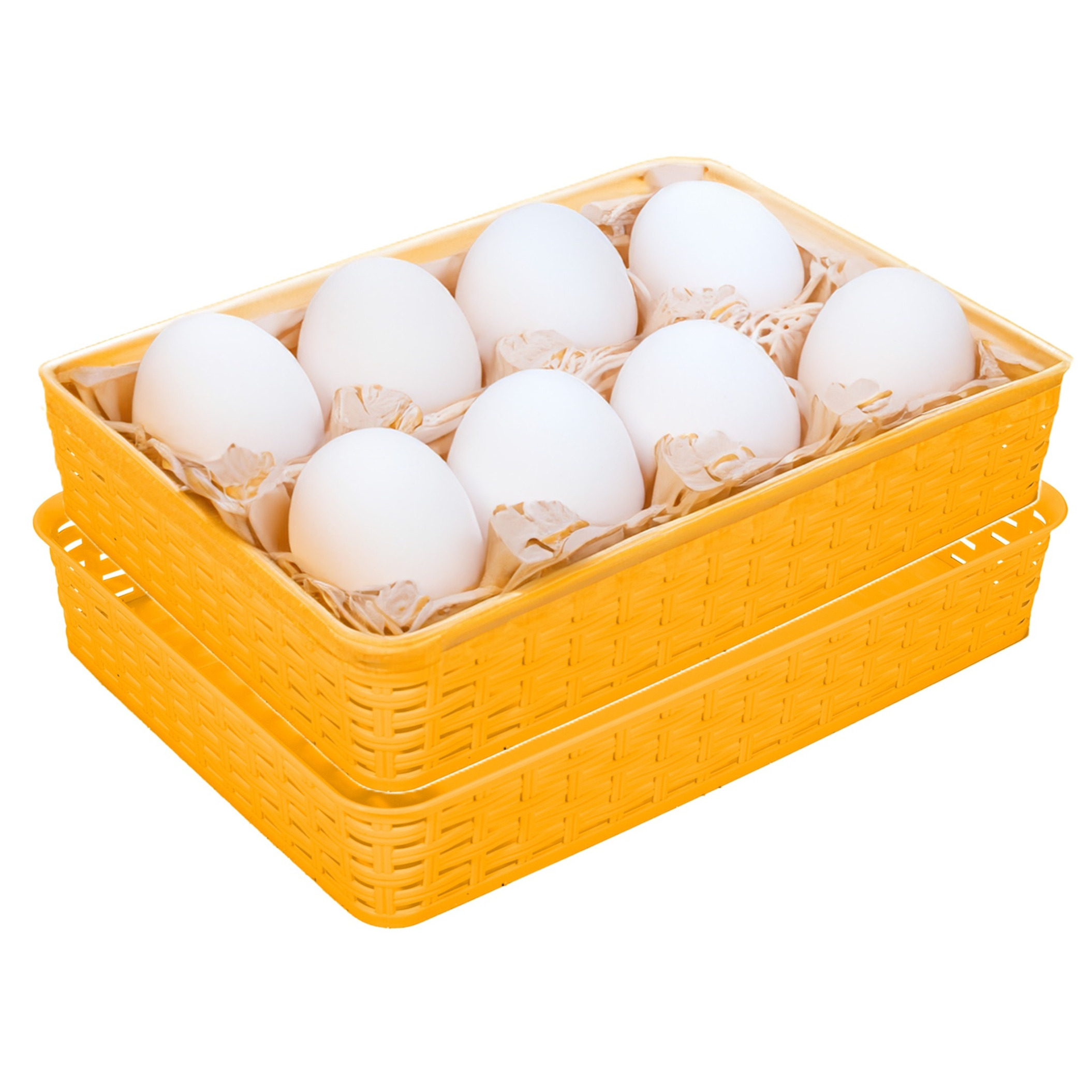 Opbergmandje/kastmandje - 2x - geel - 4.5 liter - kunststof - 26 x 35 x 6 cm - ladeverdelers -