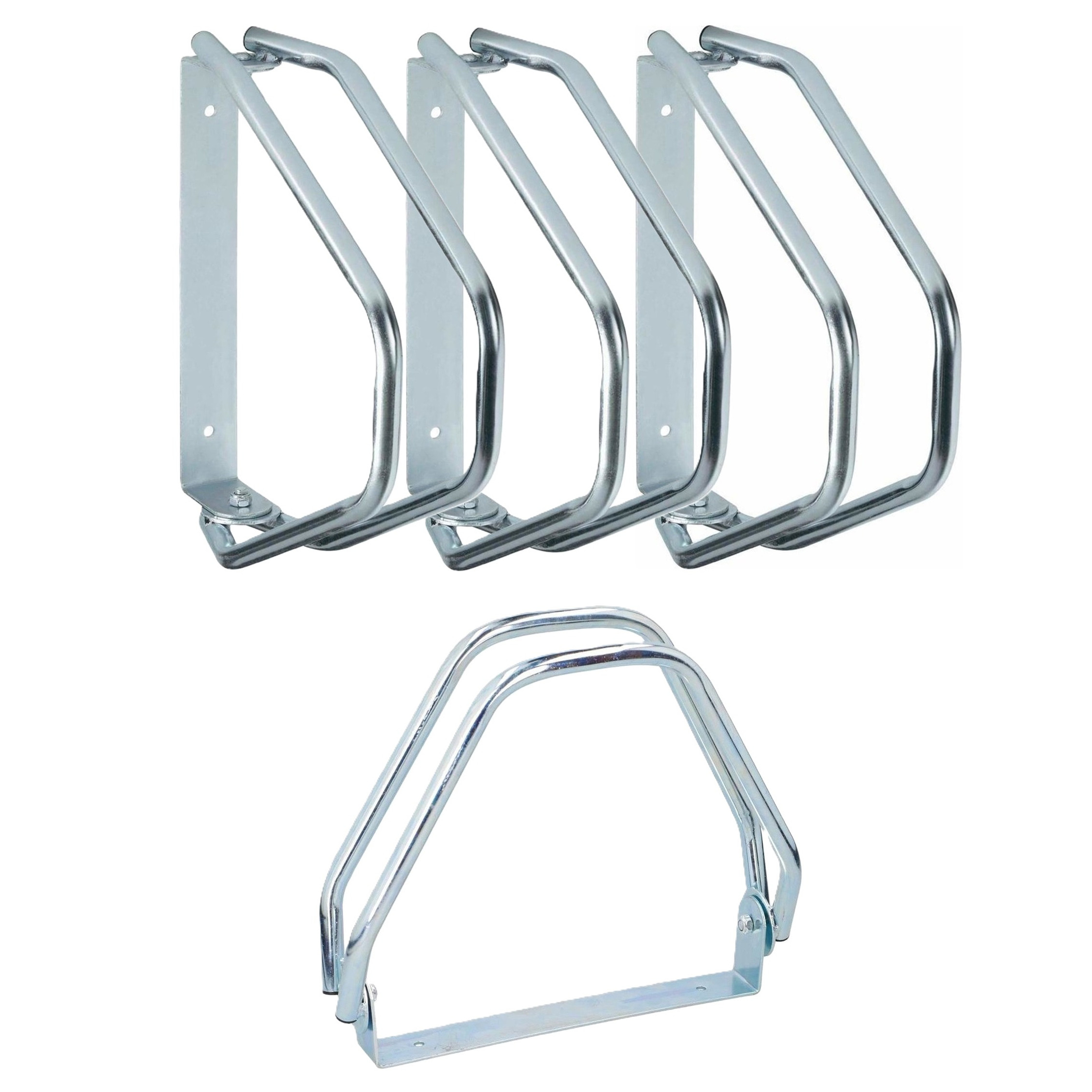 Fietsenrek muur/grond standaard - 4x - voor 1 fiets - metaal - 28 x 32 cm -
