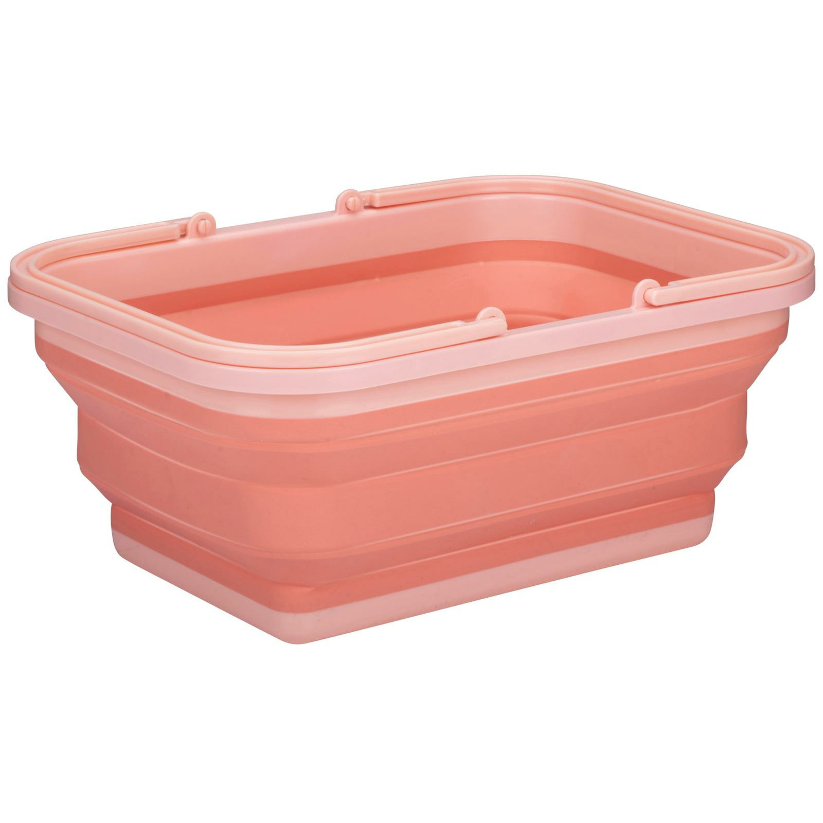 Wasmand/draagmand opvouwbaar - kunststof - 19 Liter - zalmroze - 38 x 28 x 18 cm -