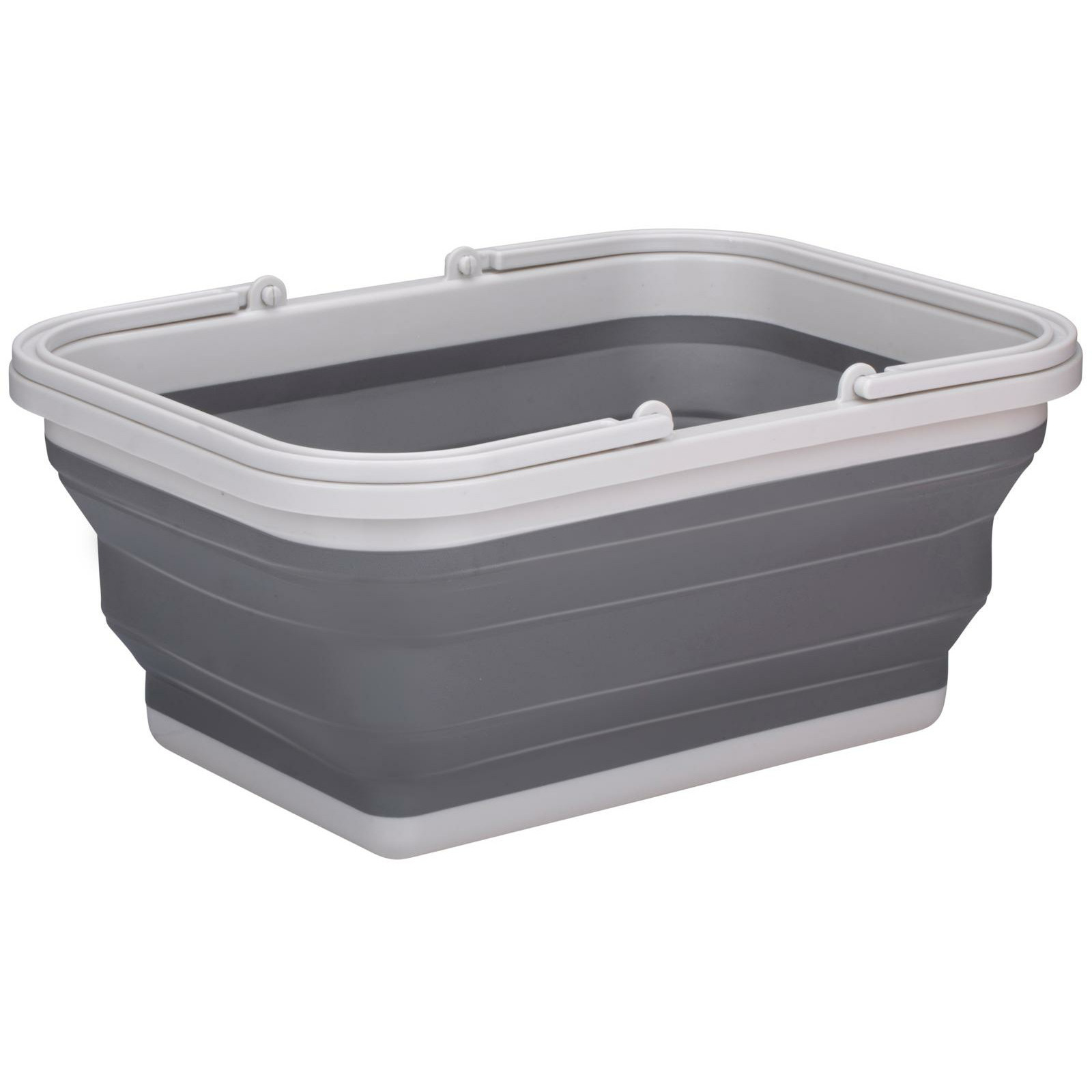 Wasmand/draagmand opvouwbaar - kunststof - 19 Liter - grijs - 38 x 28 x 18 cm -