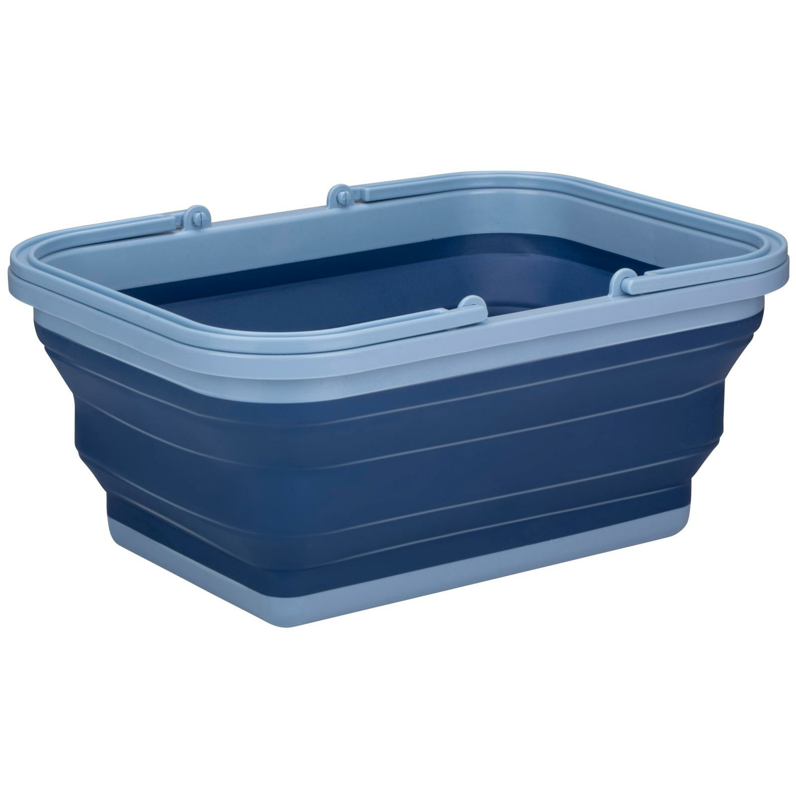 Wasmand/draagmand opvouwbaar - kunststof - 19 Liter - blauw - 38 x 28 x 18 cm -