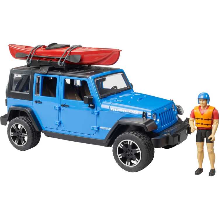 bruder Jeep Wrangler Rubicon Unlimited met kajak en figuur modelvoertuig 02529