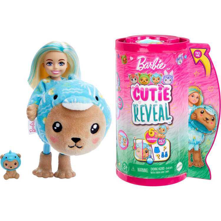 Mattel Barbie Cutie Reveal Chelsea - Teddybeer als dolfijn pop