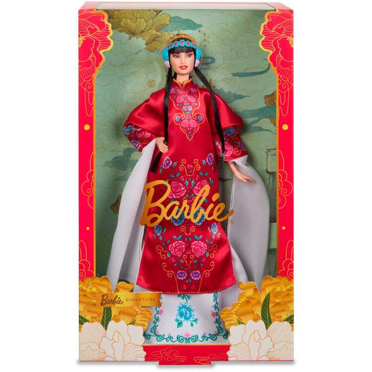 Mattel Signature Lunar Nieuwjaar Pop in rood bloemig gewaad pop voor verzamelaars