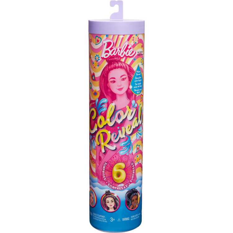 Mattel Color Reveal met hip thema en 6 verrassingen pop met kleurverandering, Assortiment product