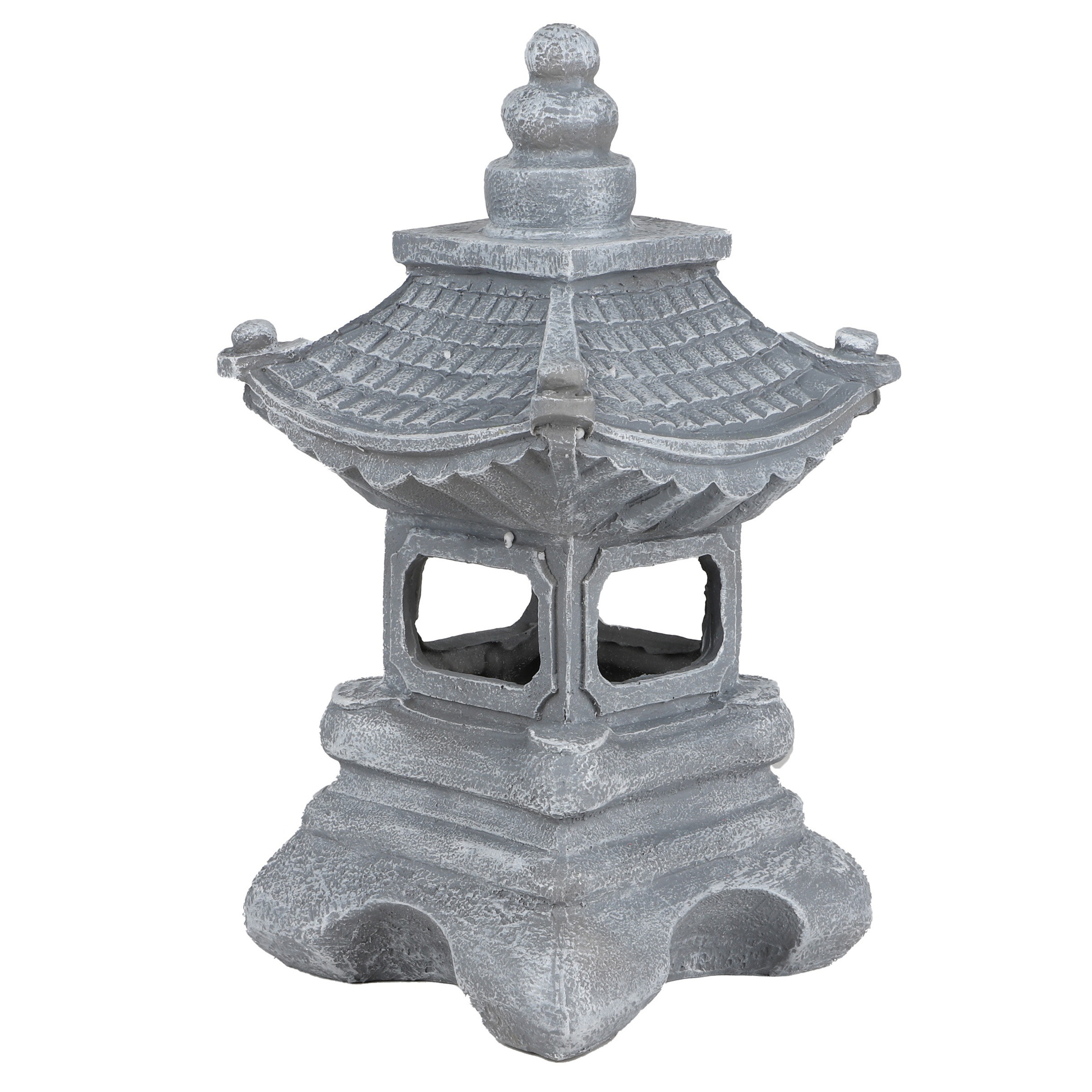 Buiten/tuin Aziatische Pagode lamp/verlichting - Solar - LED - D17 x H34 cm - Sfeer lamp -