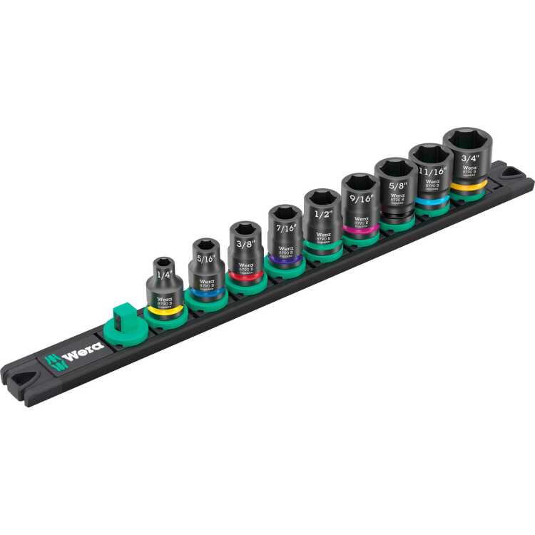 Wera 9608 Dop-magneetstrip B Impaktor Imperial 1 dopsleutel 9-delig