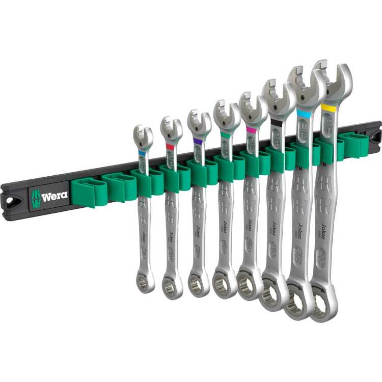 Wera 9632 Magneetstrip 6000 Joker Imperial 1 steek-ringratelsleutelset moersleutel inch, 8-delig