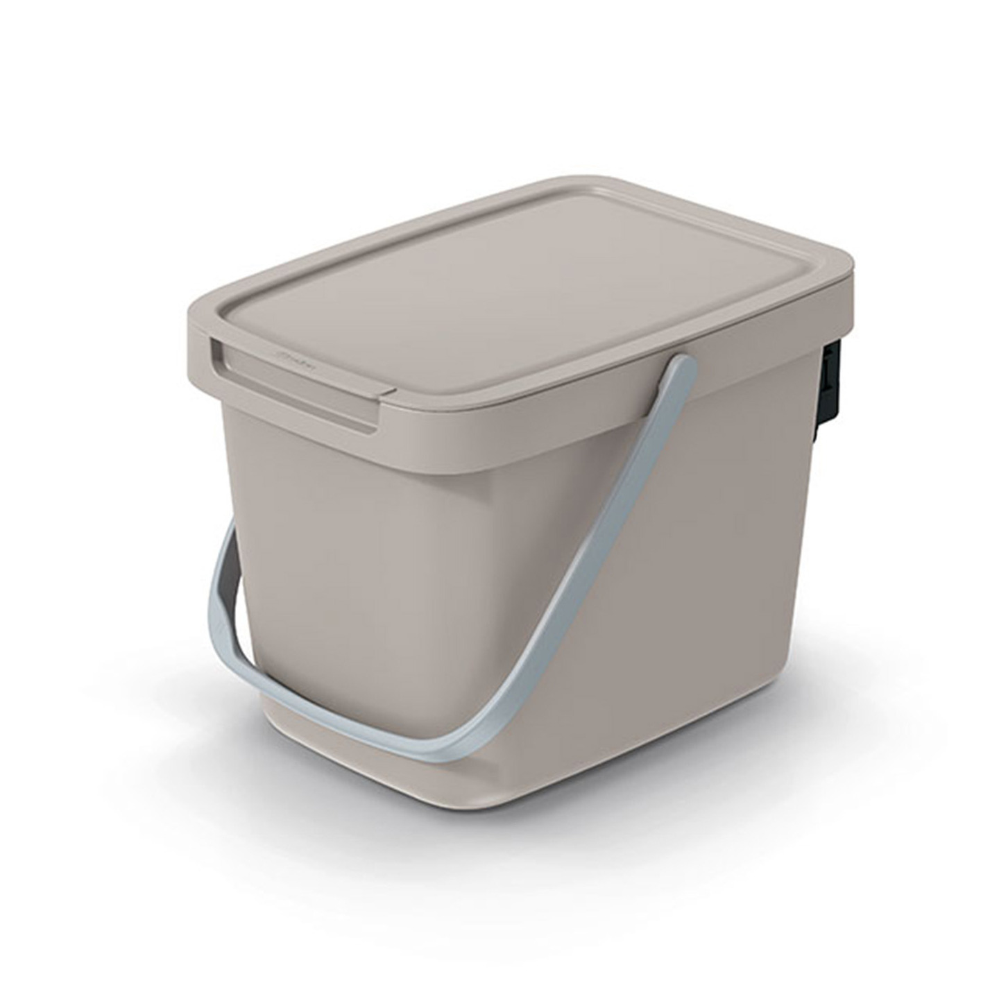 GFT aanrecht afvalbakje - beige - 6L - afsluitbaar - 20 x 26 x 20 cm - klepje/hengsel -