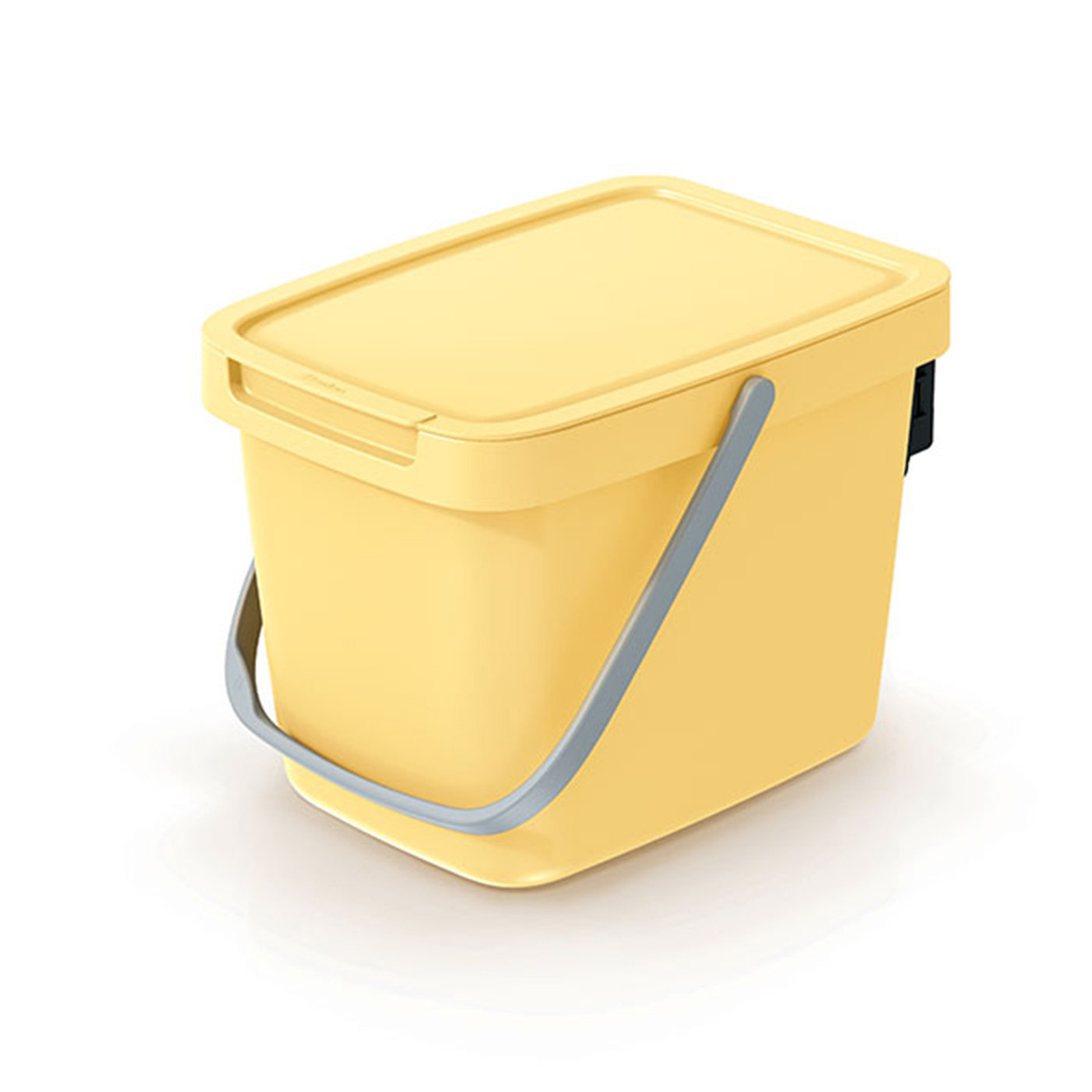 GFT aanrecht afvalbakje - geel - 6L - afsluitbaar - 20 x 26 x 20 cm - klepje/hengsel -