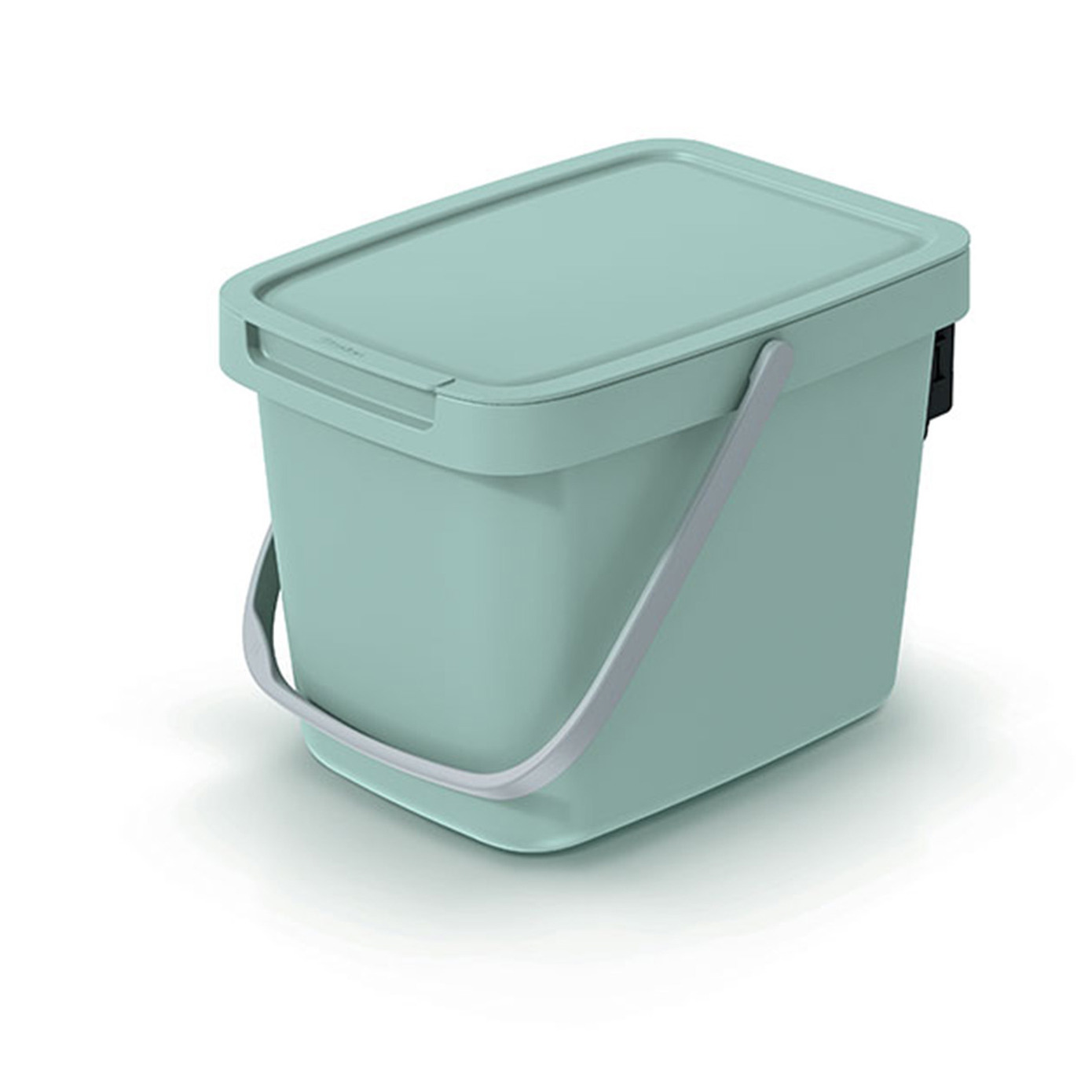 GFT aanrecht afvalbakje - mintgroen - 6L - afsluitbaar - 20 x 26 x 20 cm - klepje/hengsel -