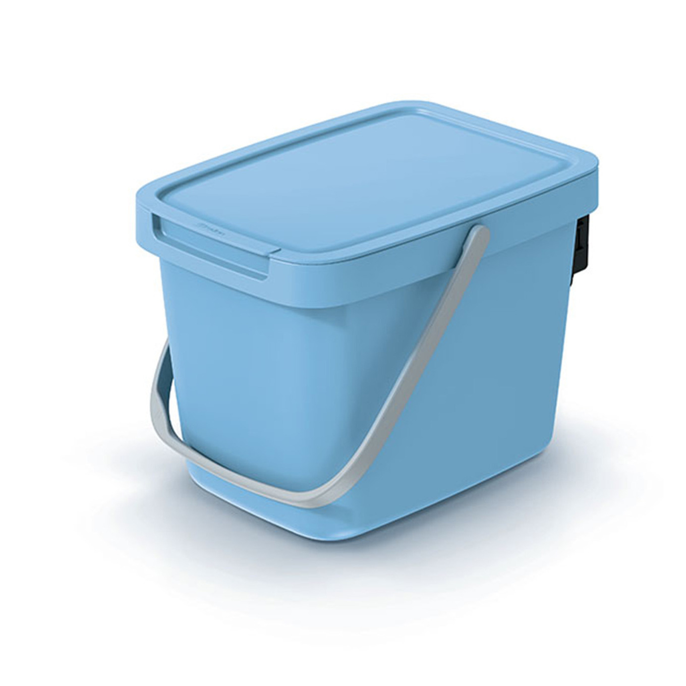 GFT aanrecht afvalbakje - lichtblauw - 6L - afsluitbaar - 20 x 26 x 20 cm - klepje/hengsel -