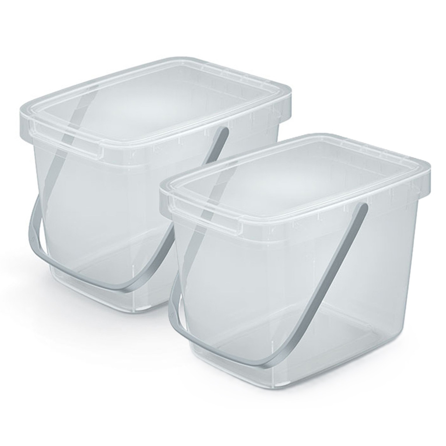 GFT aanrecht afvalbakje - 2x - transparant - 6L - afsluitbaar - 20 x 26 x 20 cm - klepje/hengsel -