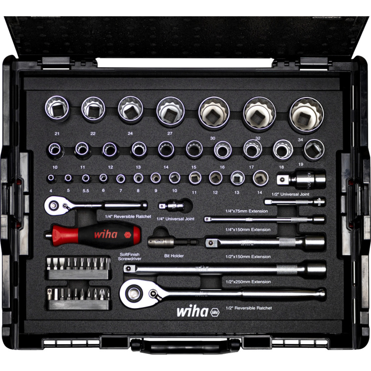 Wiha Dopsleutel- en bitset 1/4" en 1/2" dopsleutel 60-dlg. incl. L-Boxx