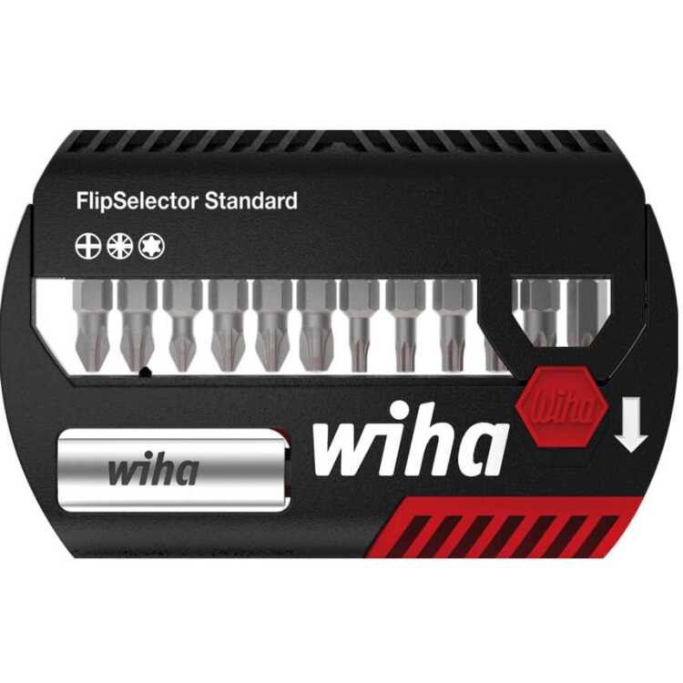 Wiha Bitset FlipSelector Standard 25 mm bitset Phillips, Pozidriv, TORX® 13-delig 1/4" C6,3 met riemclip